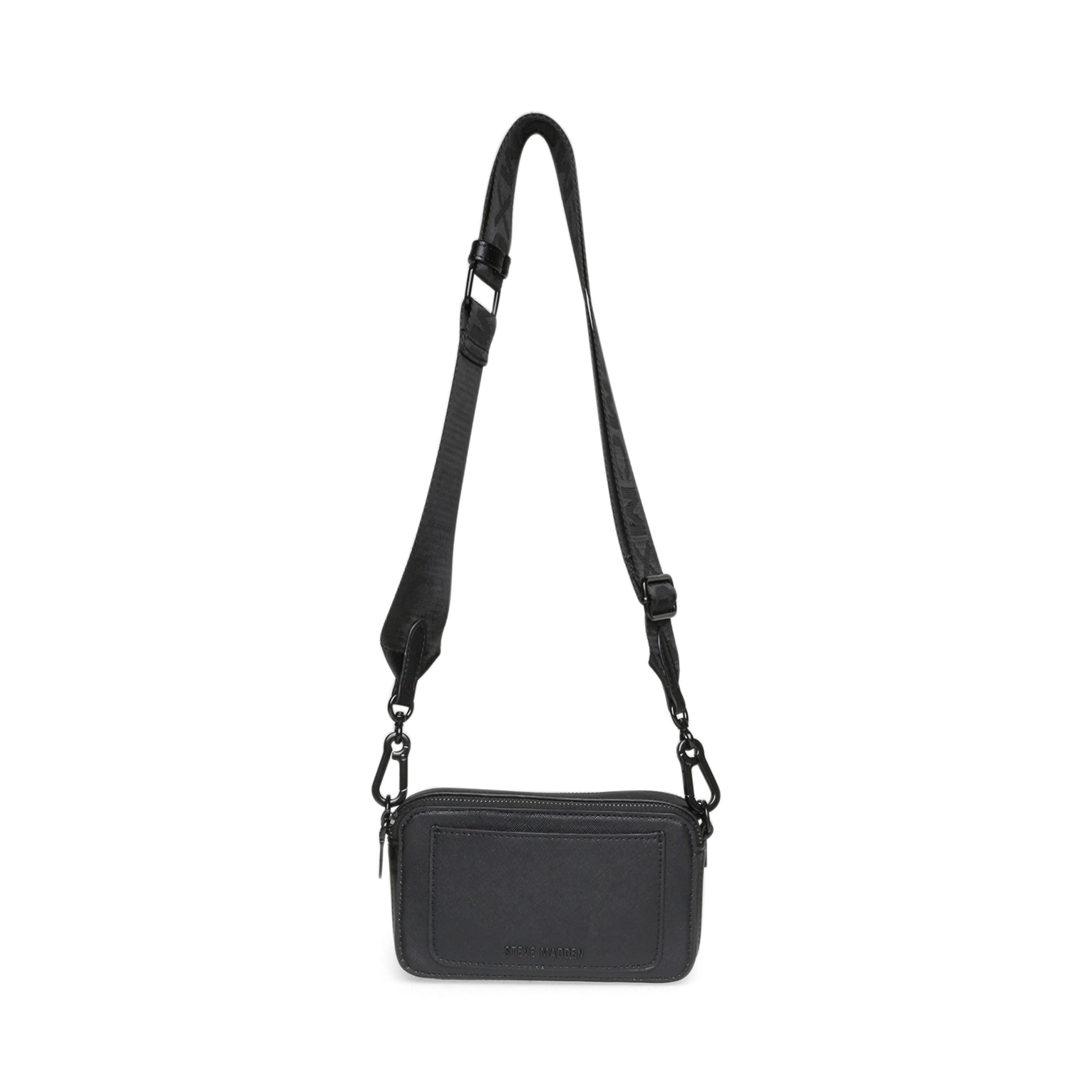 STEVE MADDEN Black Nylon Crossbody Mini Bag Purse Adjust. Detachable Strap  Zip