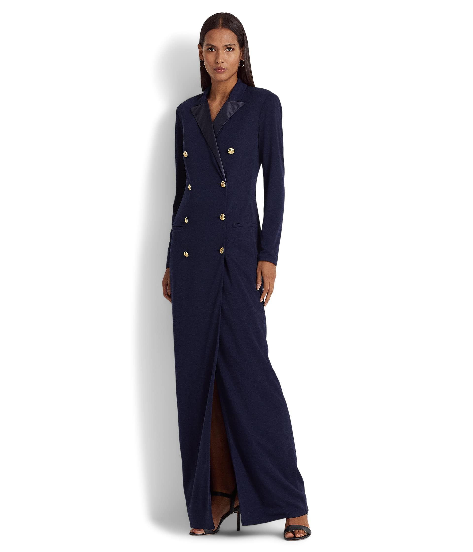 Lauren by Ralph Lauren Stretch Jersey Tuxedo Gown in Blue Lyst