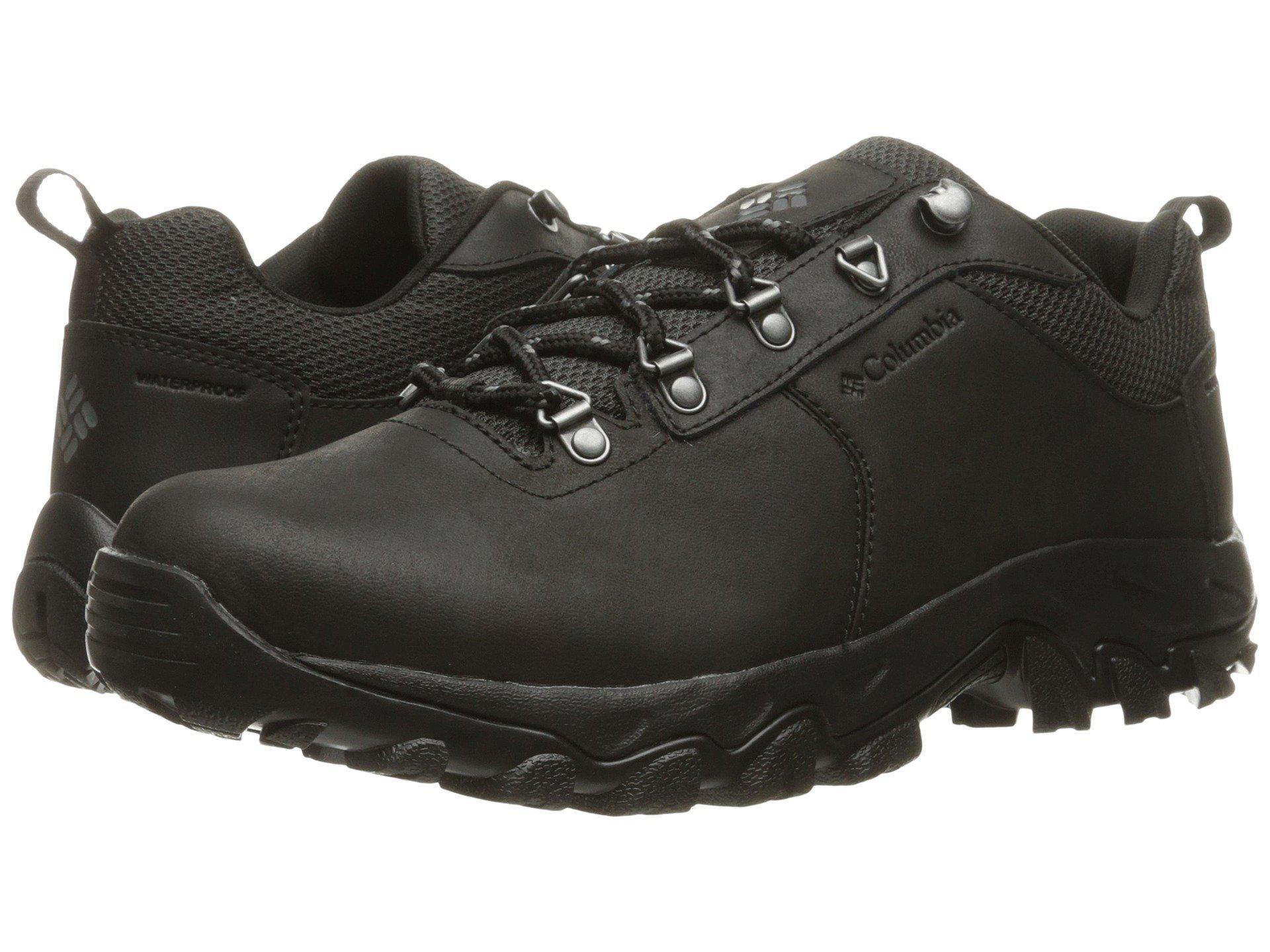 Columbia Leather Newton Ridge Plus Low Waterproof Hiking Shoe in Black, Charcoal (Black) for Men