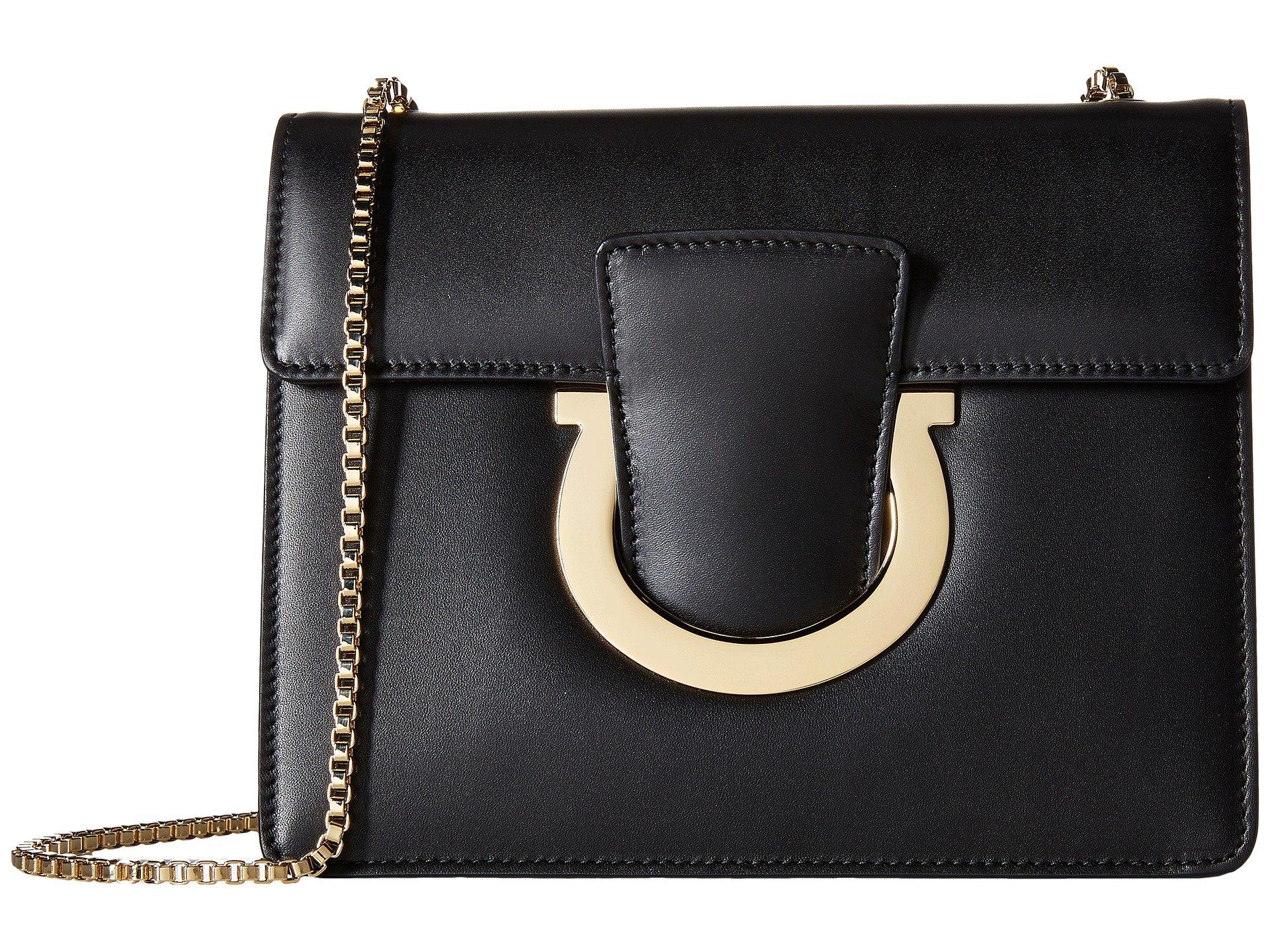 Ferragamo Leather Thalia Large Shoulder Bag in Nero Black/Gold (Natural ...