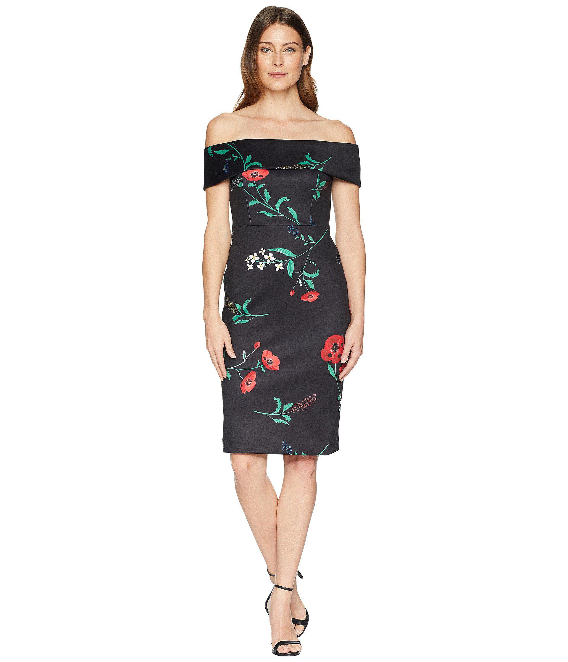 calvin klein black floral sheath dress