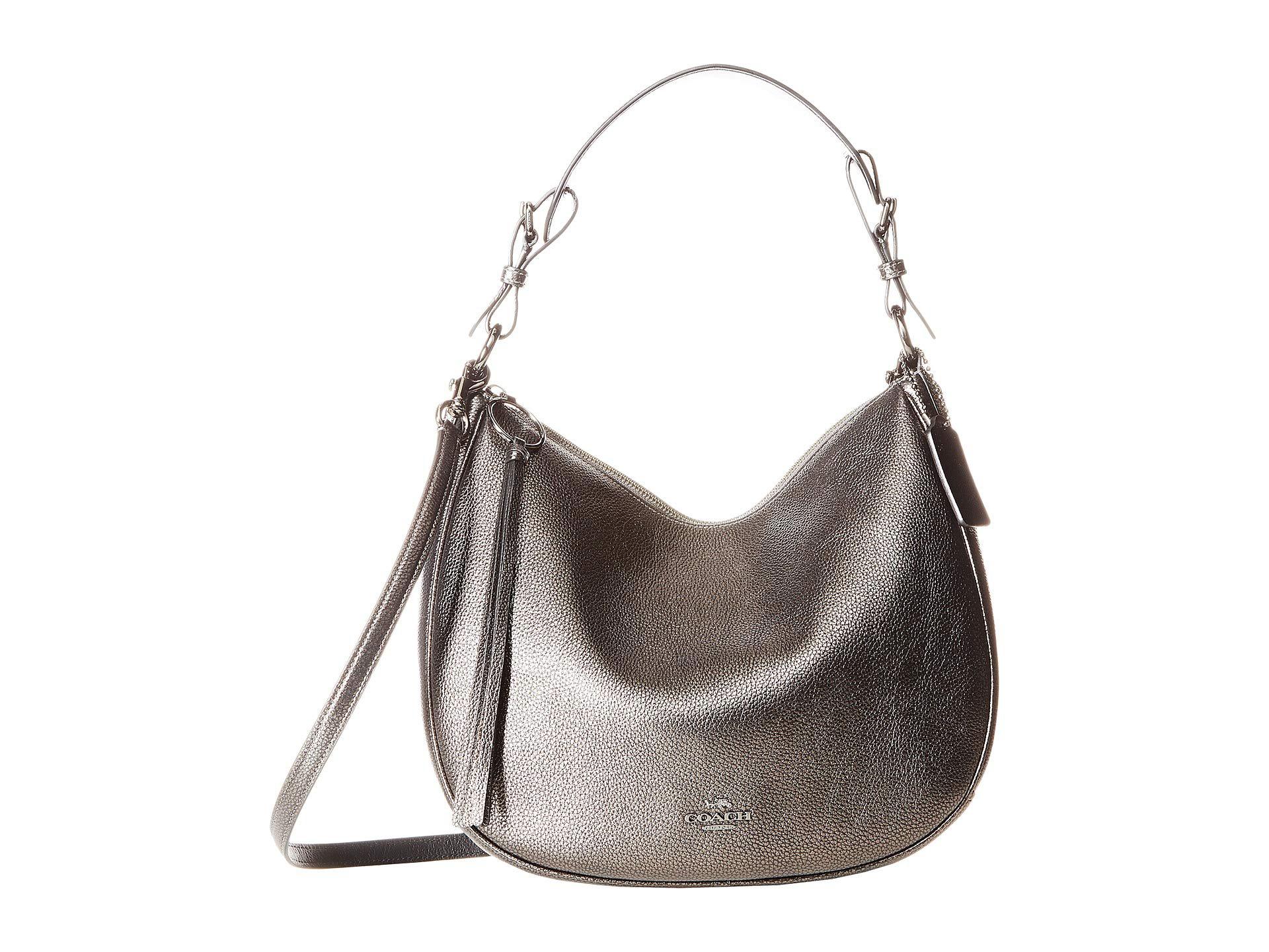 COACH Metallic Leather Sutton Hobo (gunmetal/metallic Graphite) Hobo  Handbags | Lyst