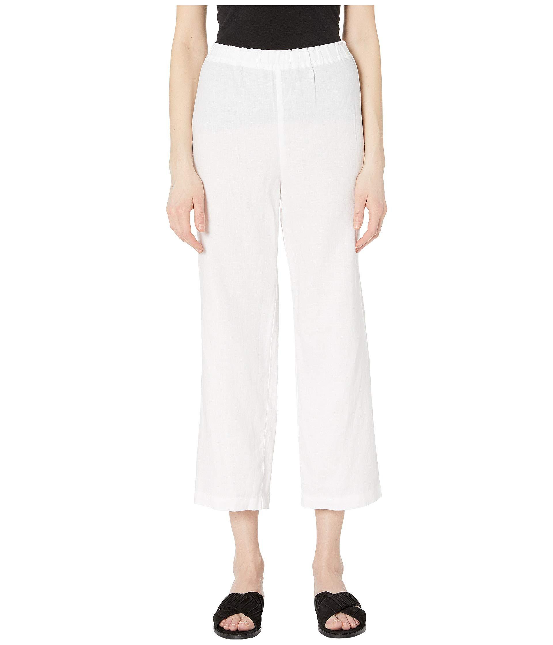 Eileen Fisher Organic Linen Straight Cropped Pants in White - Lyst
