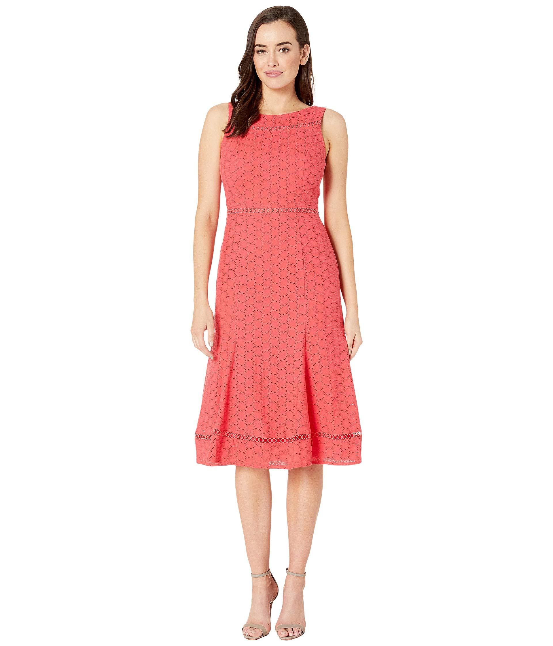 Calvin Klein A-line Cotton Eyelet Dress (watermelon) Women's Dress in ...