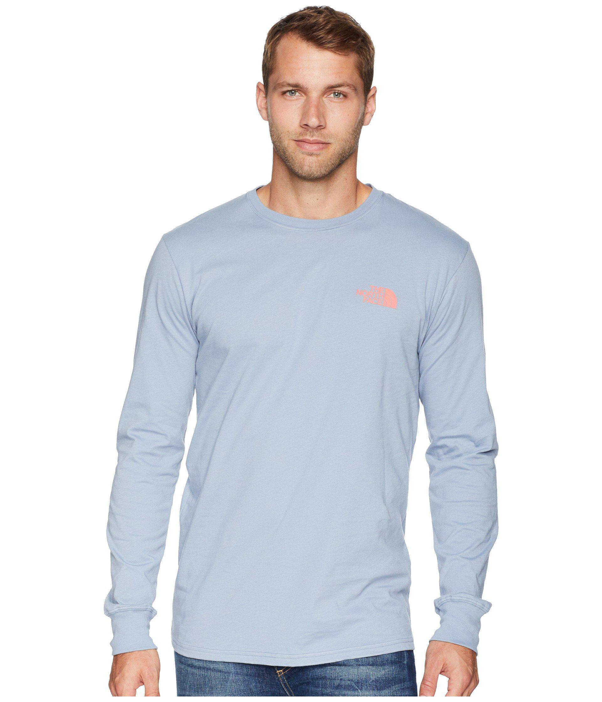 north face men's long sleeve red box tee