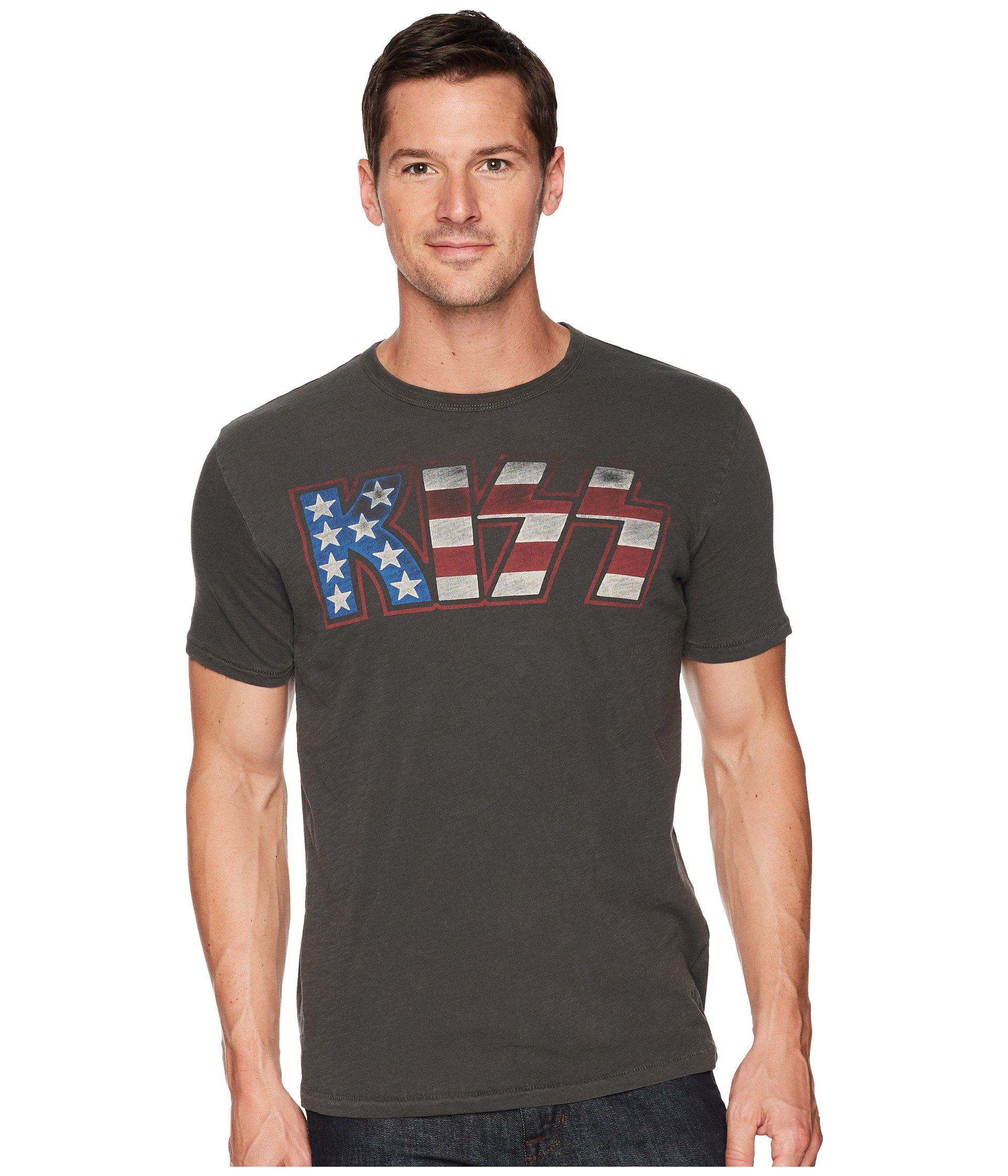 Lucky Brand Kiss American Flag Tee (black Mountain) Men's Clothing in 