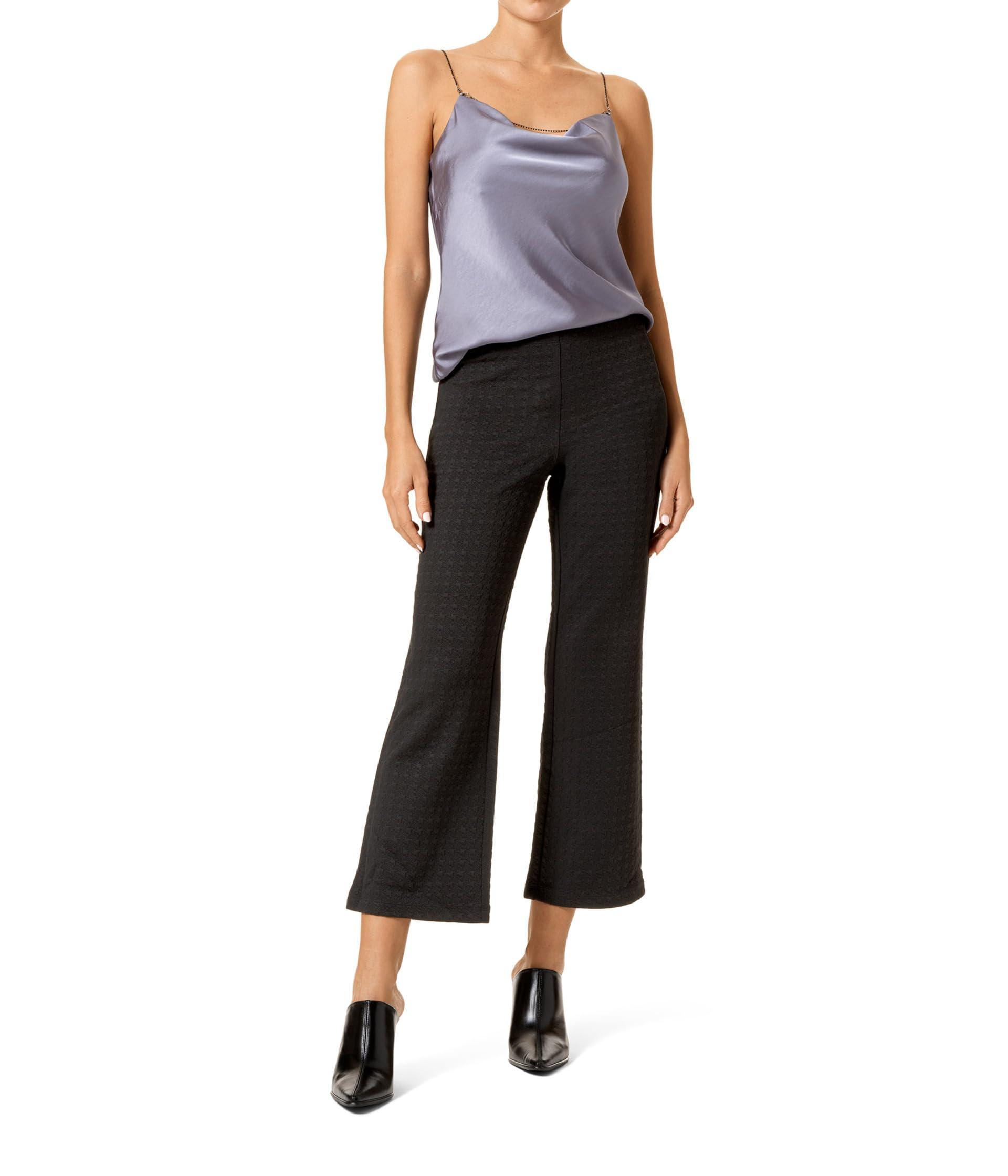 Hue Textured Ponte Cropped Flare Pants in Black