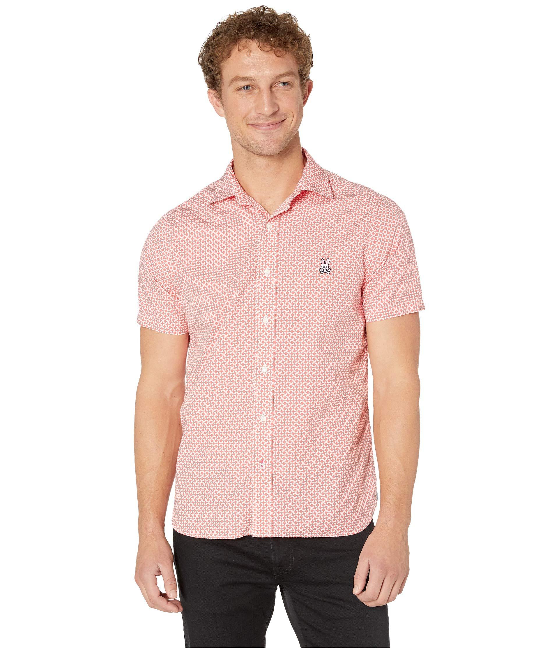Psycho Bunny Cotton Braddon Short Sleeve Shirt (crabapple) Short Sleeve