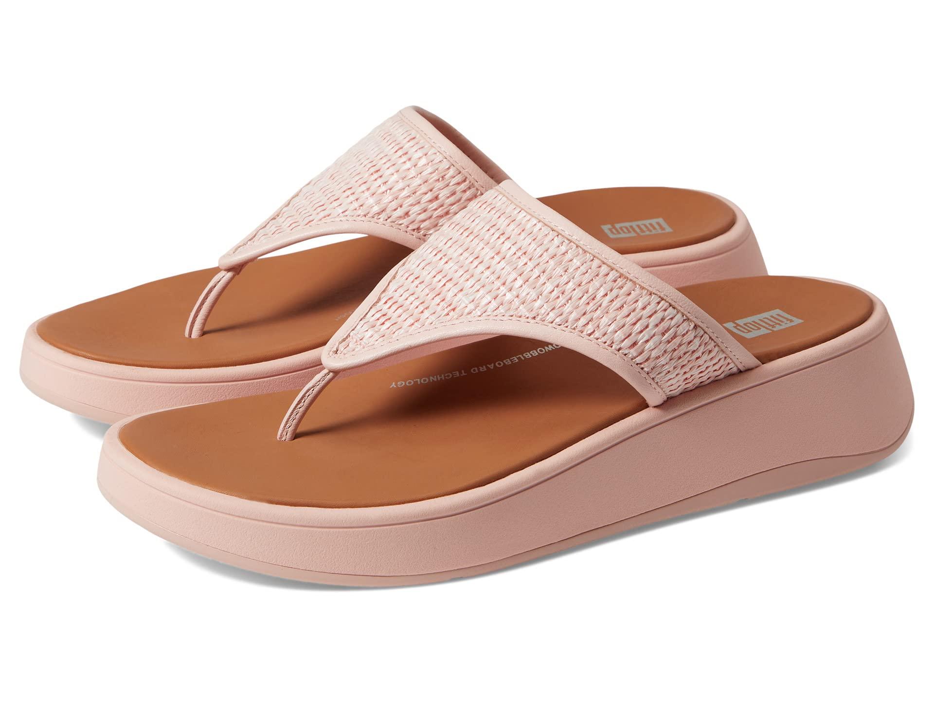 Forbigående der ovre naturlig Fitflop F-mode Woven-raffia Flatform Toe Post Sandals in Pink | Lyst