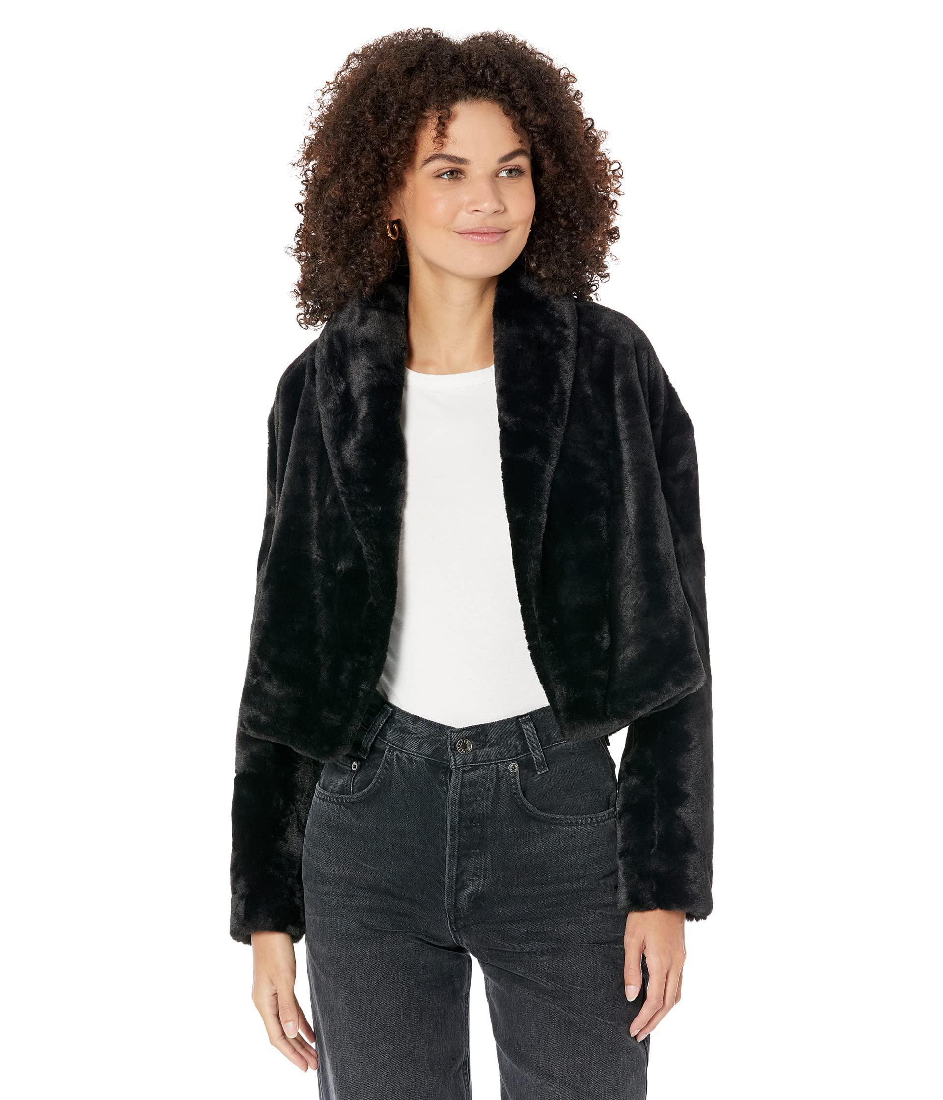 Blank NYC Faux Fur Cropped Jacket In Double Date in Black | Lyst