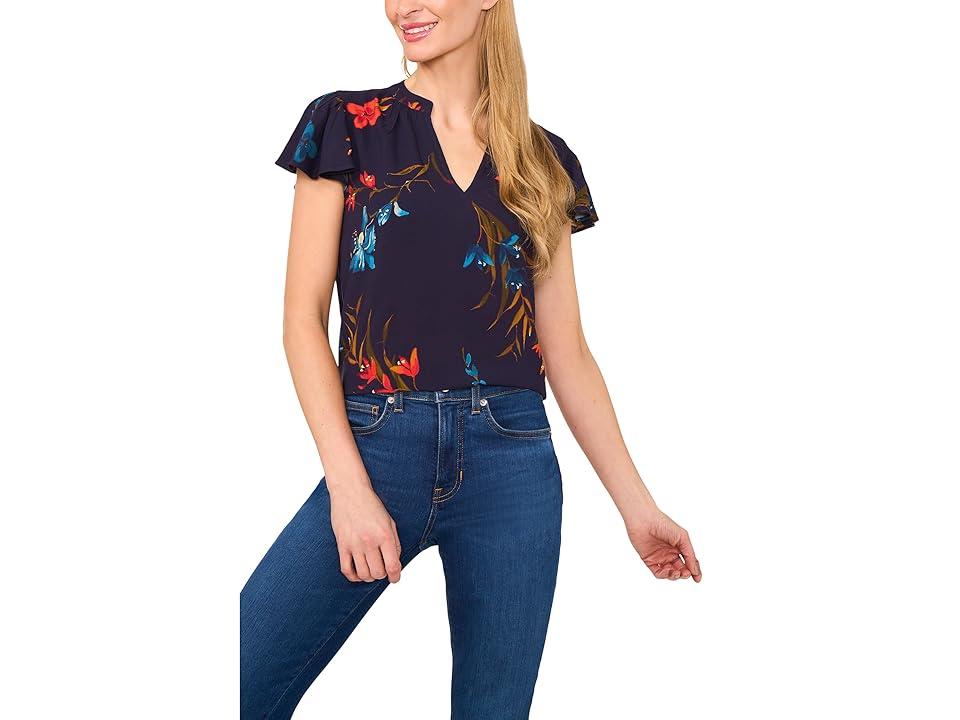 (取寄) シーシー レディース ラッフル カフ クルー ネック ブラウザ CeCe women Ruffle Cuff Crew Neck Blouse Calypso Coral 取寄) シーシー レディース ラッフル カフ クルー ネック