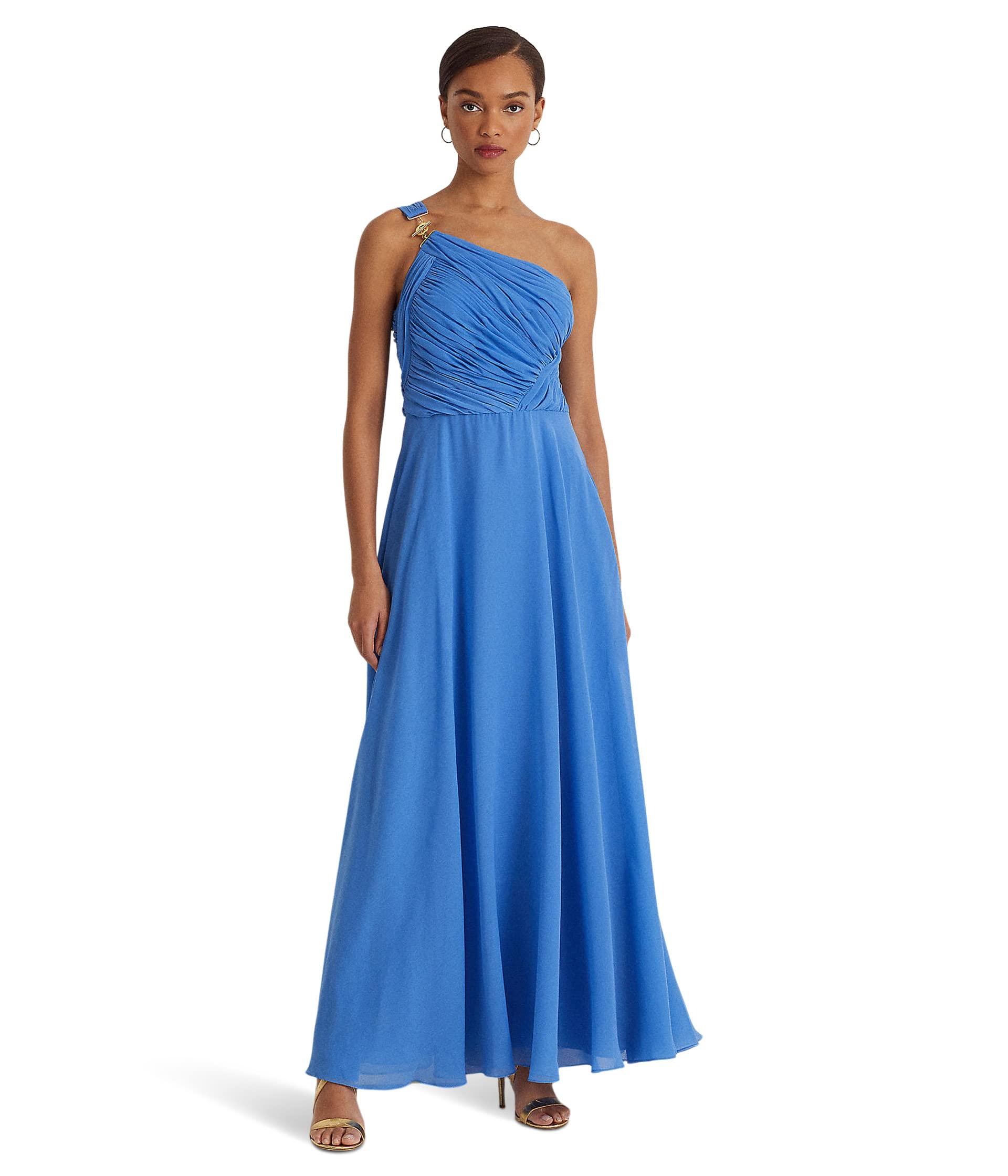 Lauren by Ralph Lauren One Shoulder Gown in Blue Lyst