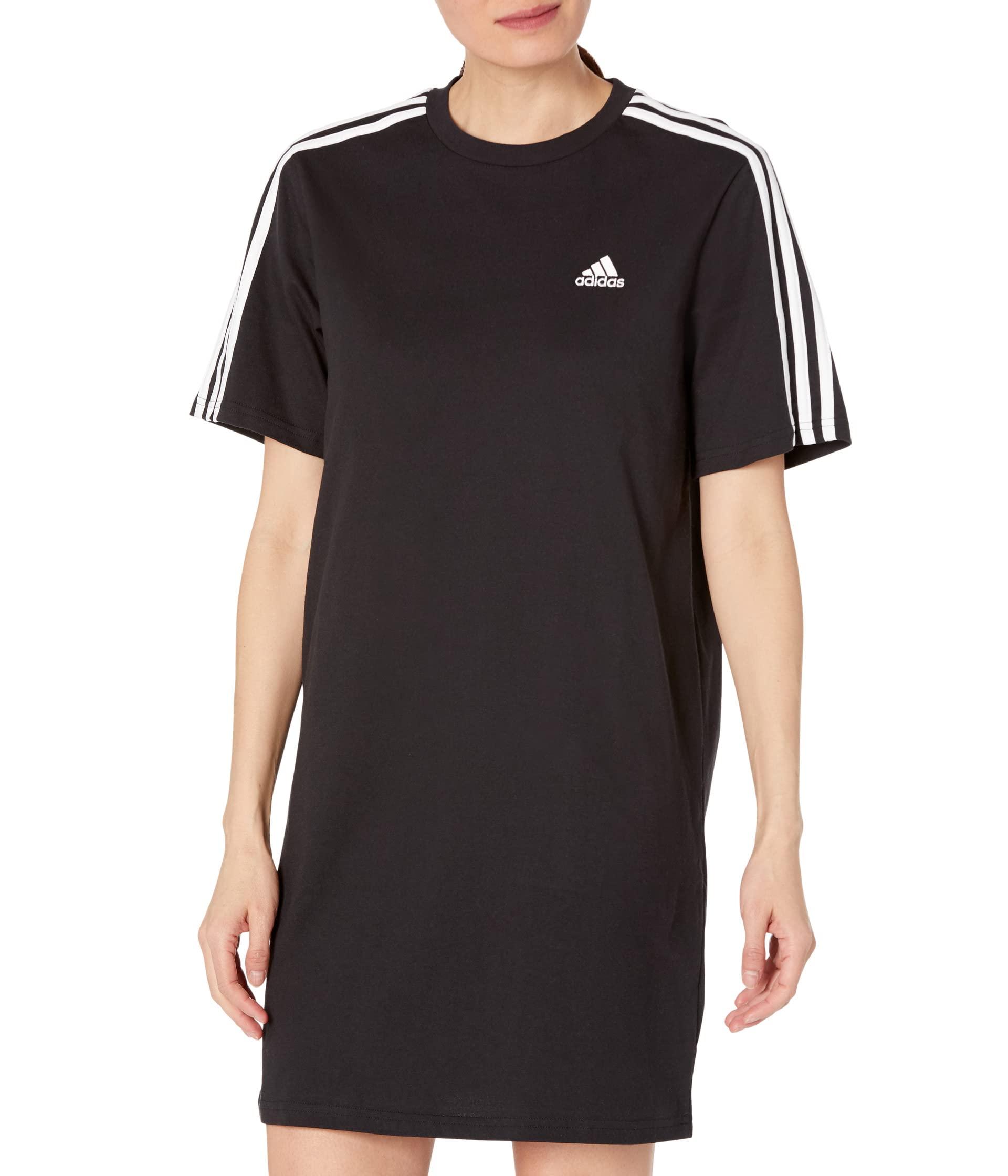 adidas Essentials 3-stripes Single Jersey Boyfriend T-shirt Dress in Black  | Lyst