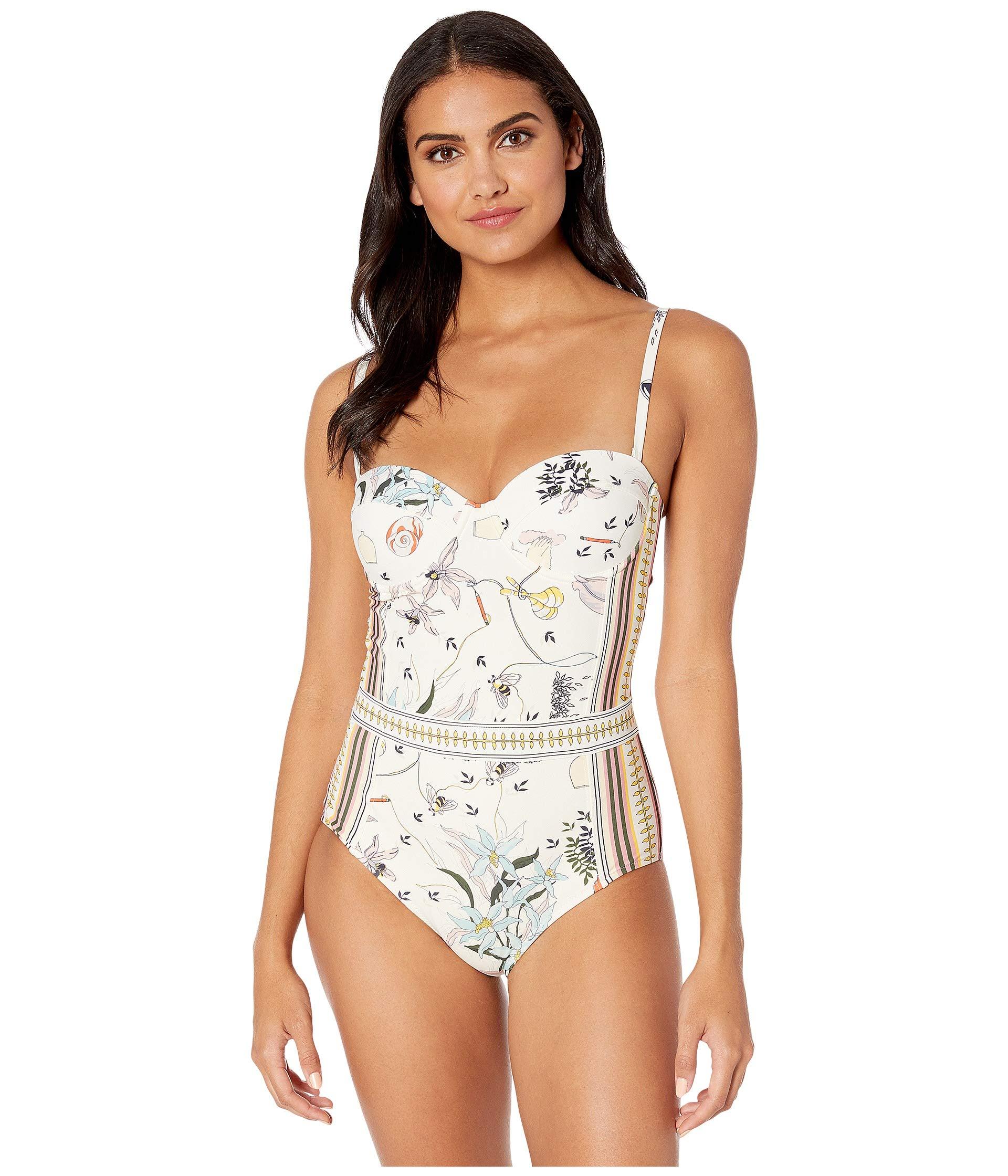 Tory Burch Printed Underwire One-piece in White | Lyst