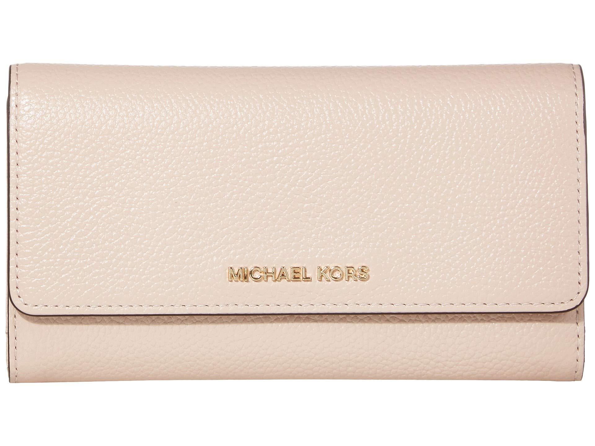 Michael Kors Michael Pebble Leather Trifold Wallet in Pink | Lyst