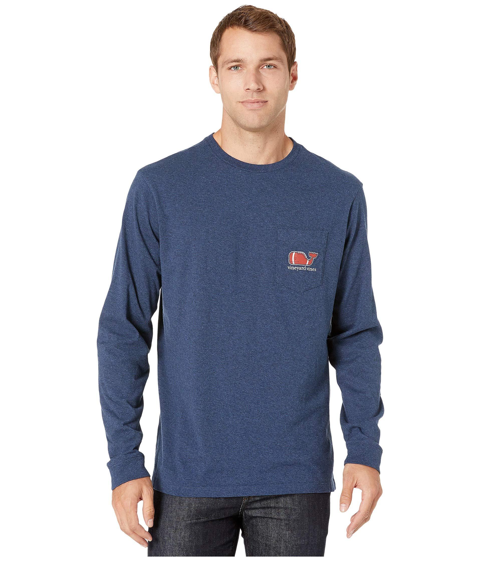 Vineyard Vines Cotton Long Sleeve Football Whale Pocket Tee in Blue for ...