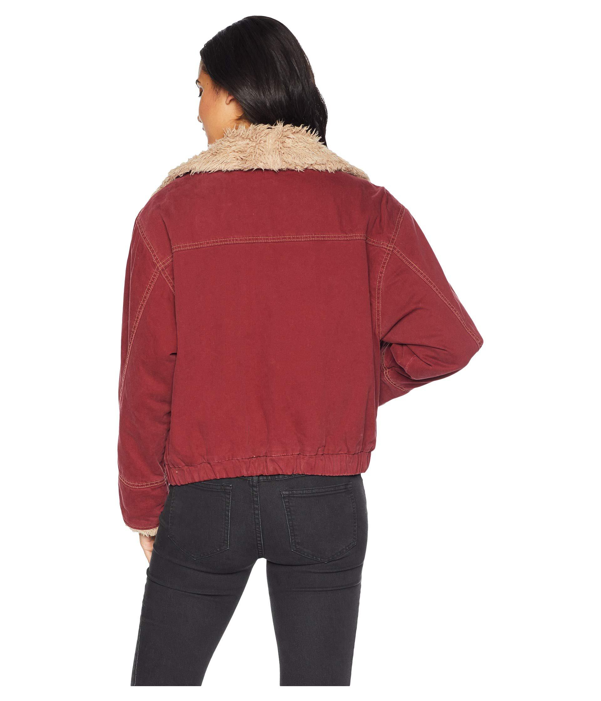 owen wine red oversized sherpa jacket 