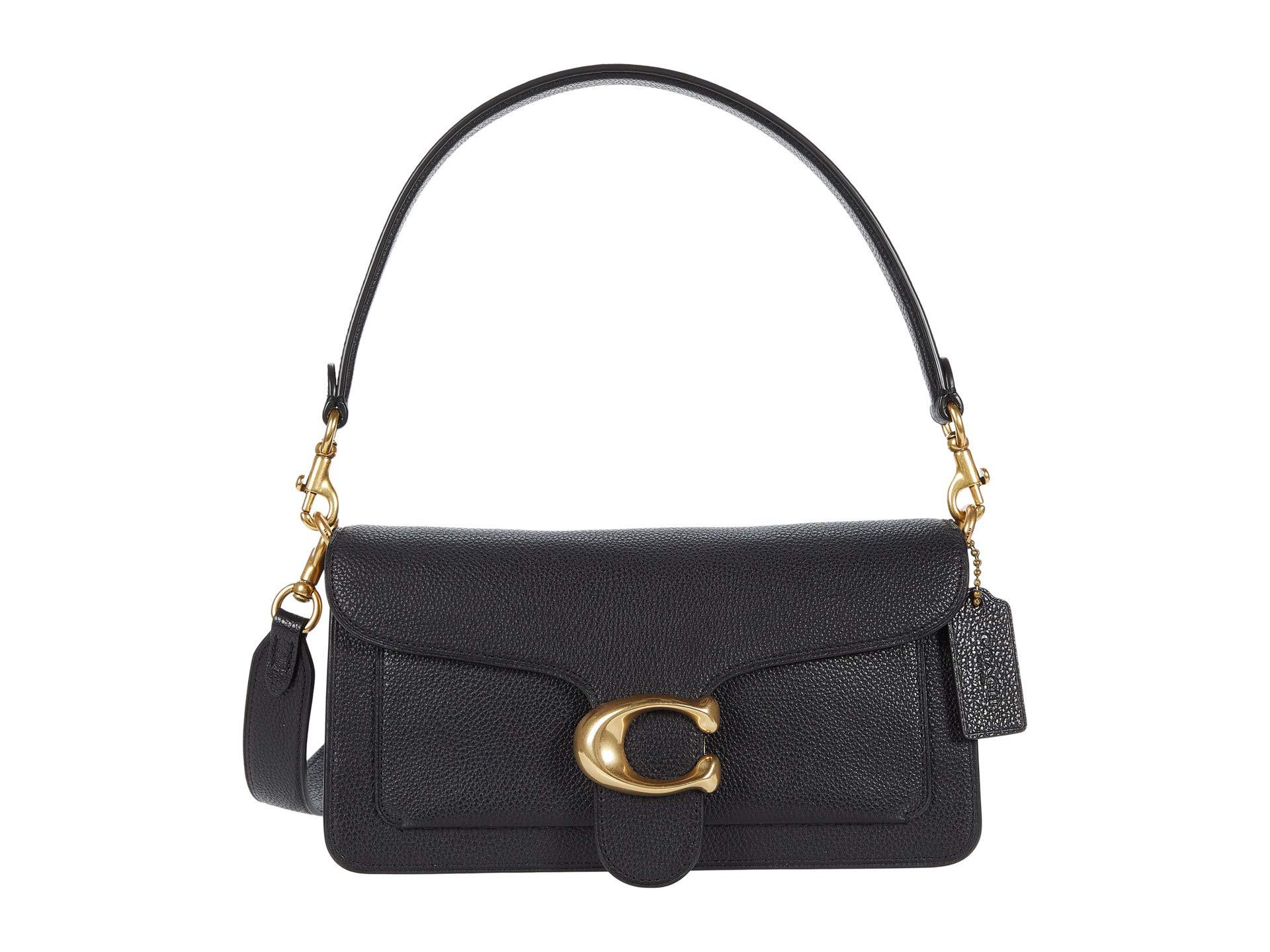 COACH Polished Pebble Leather Tabby Shoulder Bag 26 in Black | Lyst