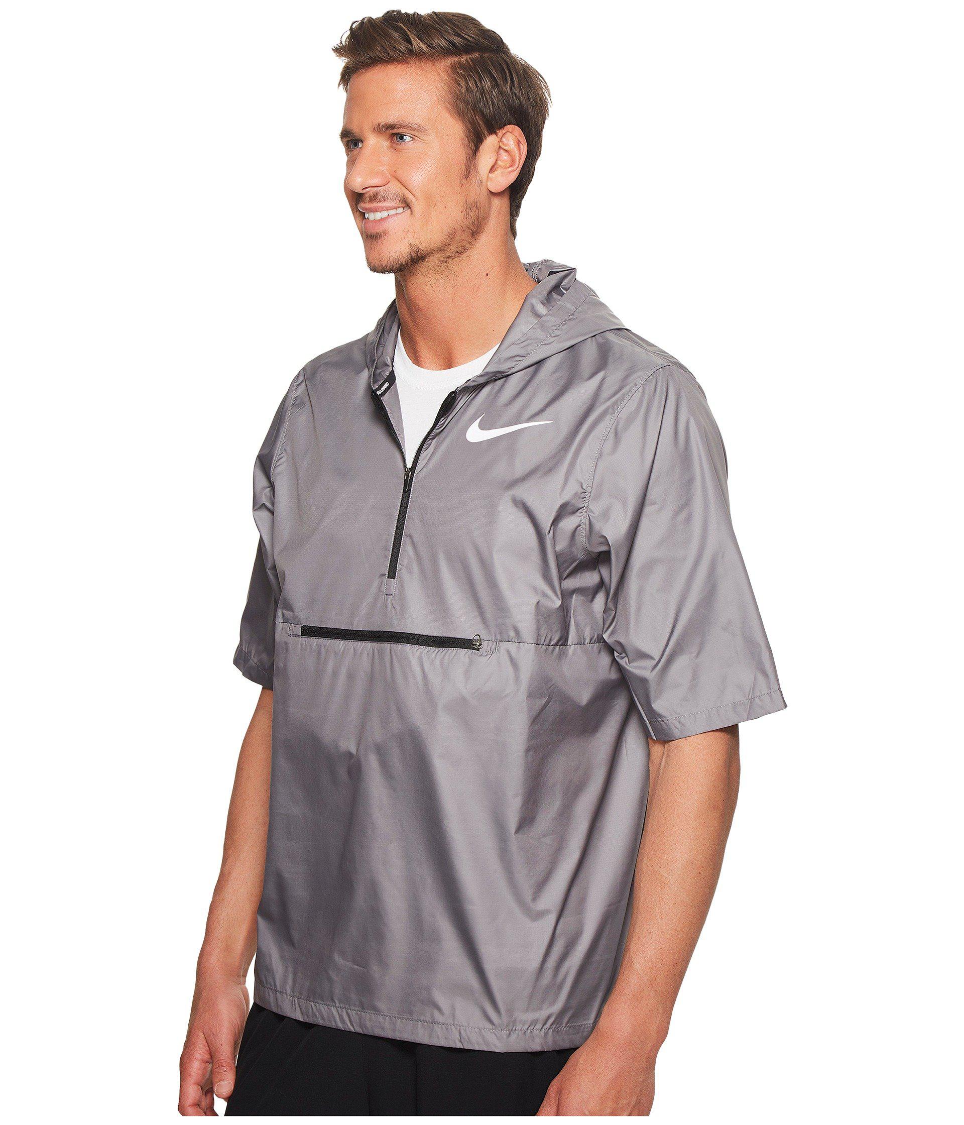 Nike Shield Short Sleeve Running Jacket in Gray for Men | Lyst