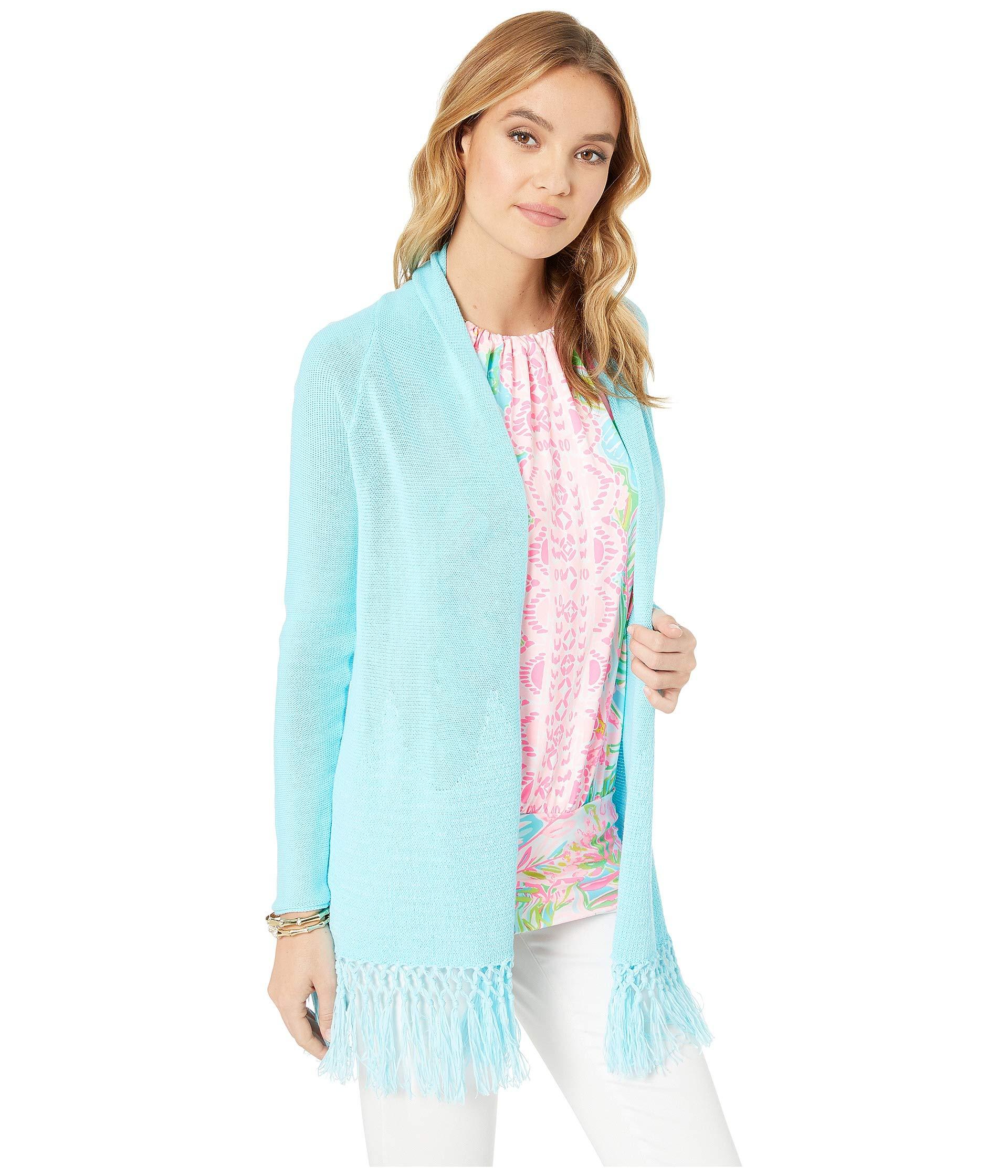 Lilly Pulitzer Tatum Long Fringe Hem Cardigan in Blue Lyst