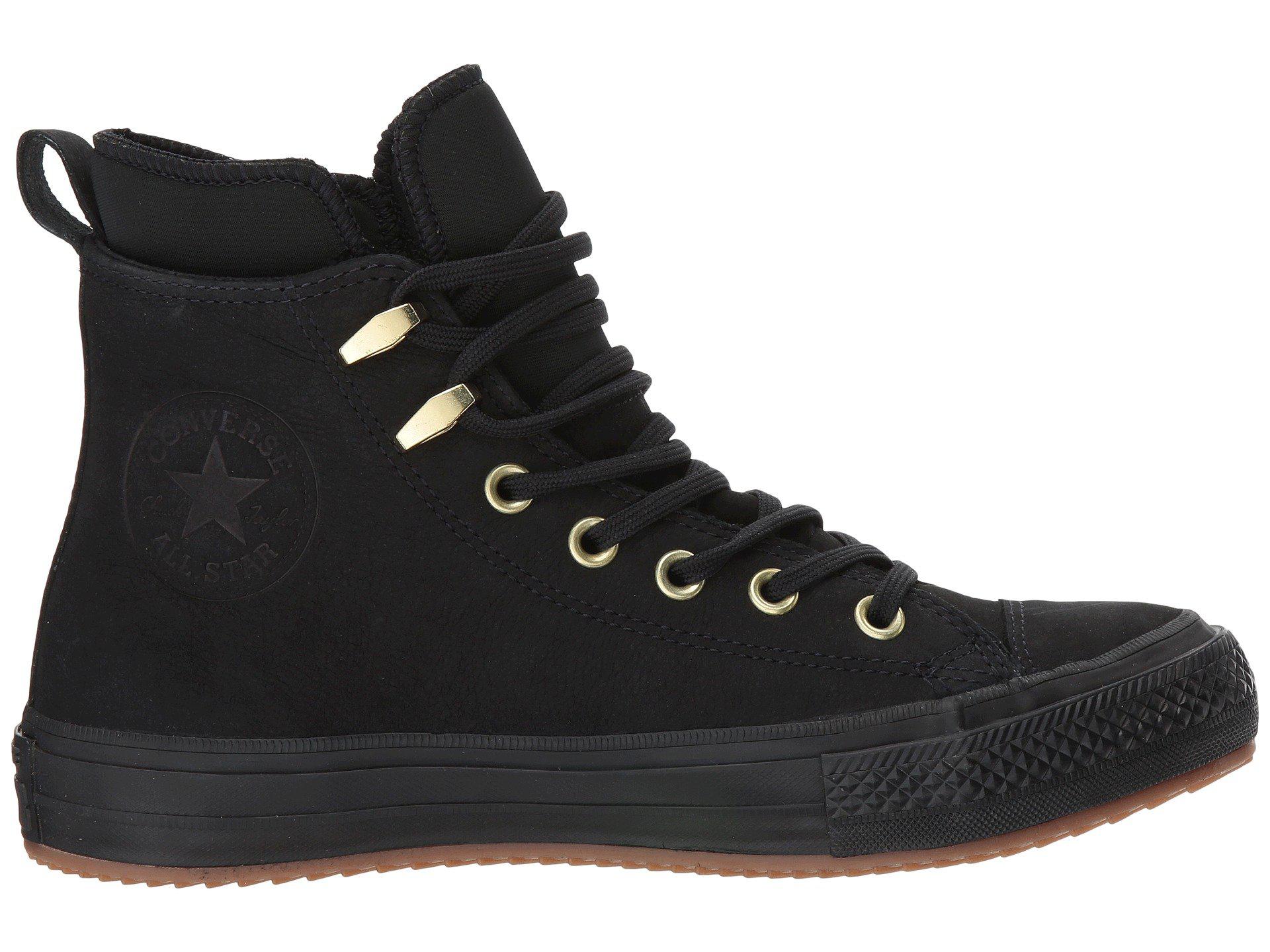 Converse Leather Chuck Taylor® All Star® Waterproof Boot Nubuck Hi in  Black/Black/Brass (Black) | Lyst