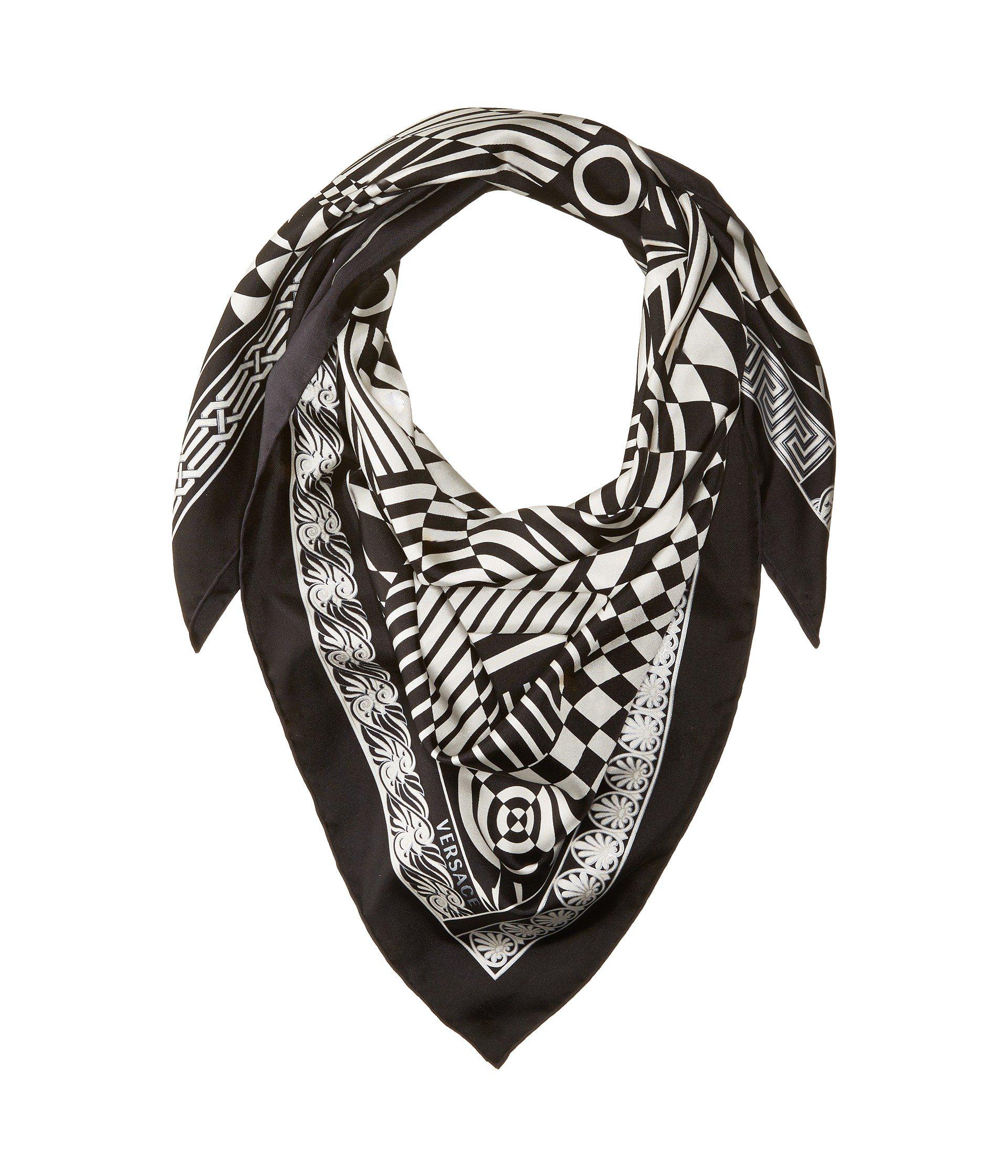 Versace Silk Graphic Print Scarf in Black for Men Lyst