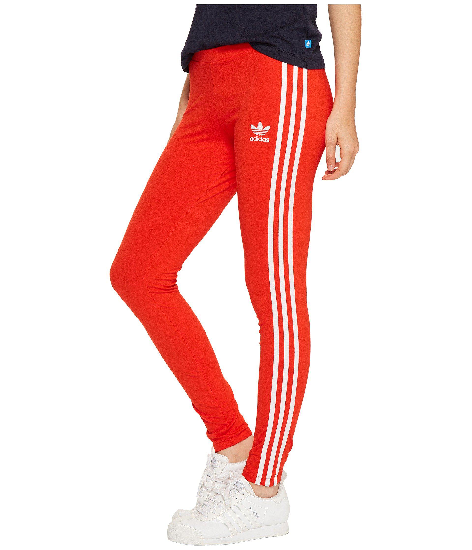 adidas Originals 3-stripes Leggings - London in Red - Lyst