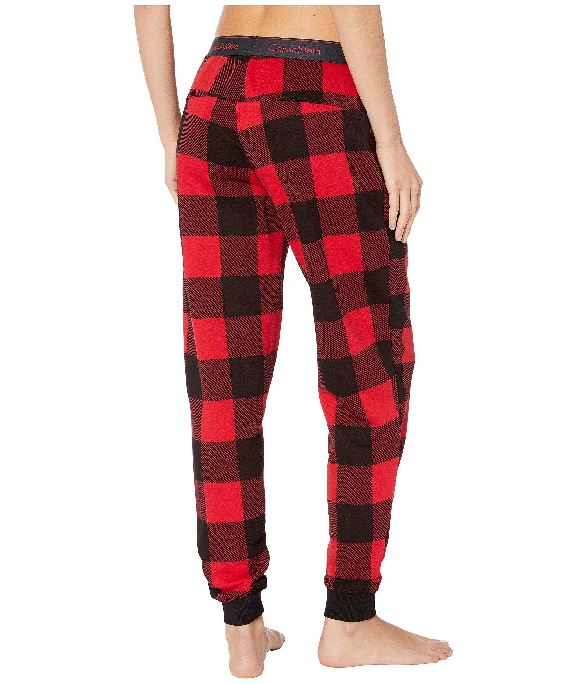 Calvin Klein Modern Cotton Buffalo Check Sleep Jogger Pants in Red | Lyst