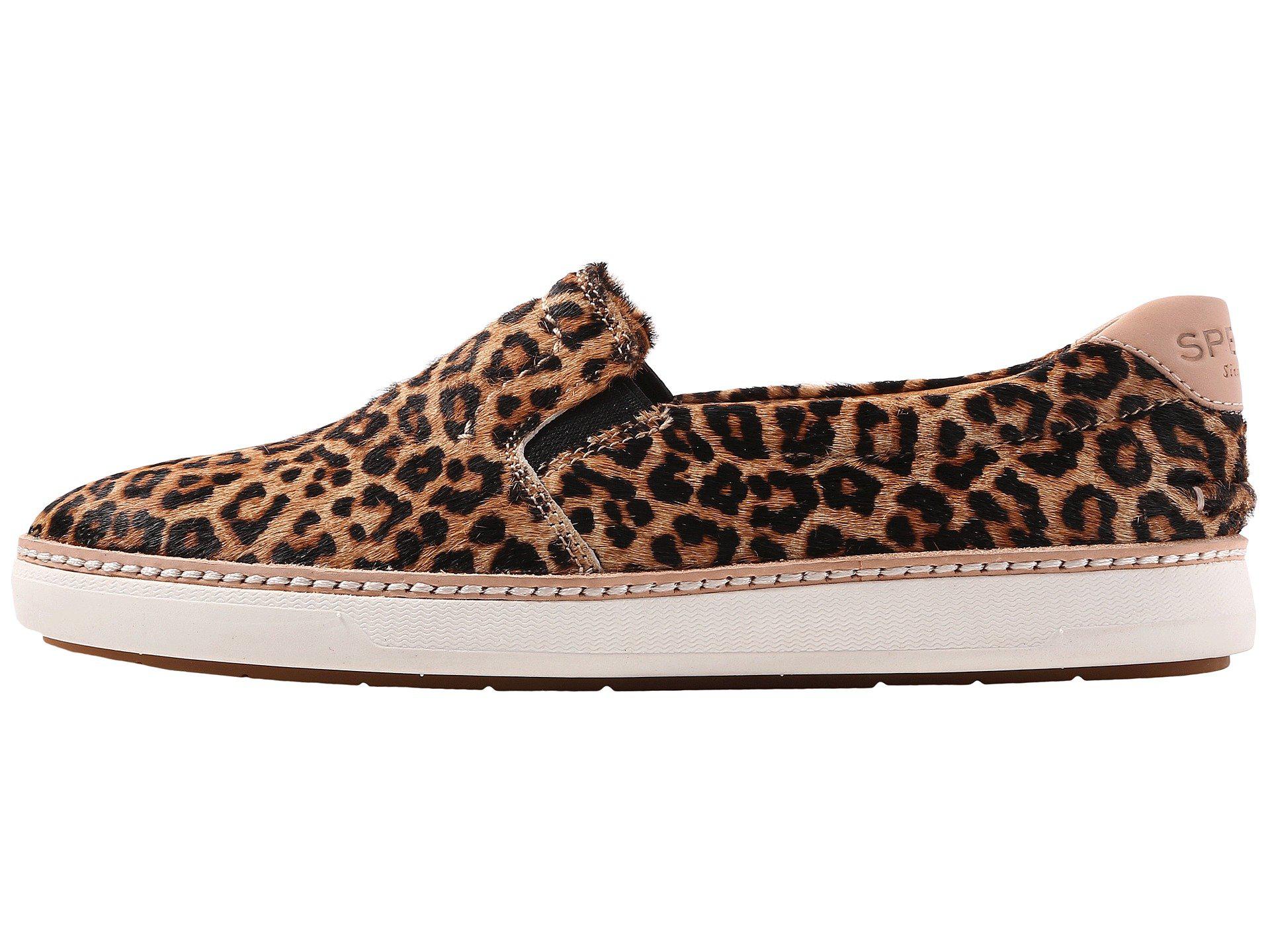 sperry leopard slip on sneakers
