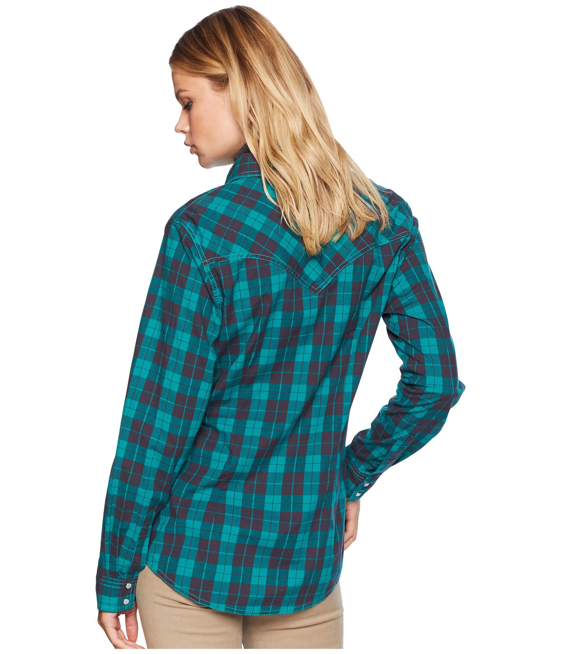 Wrangler Womens Long Sleeve Woven Plaid Snap