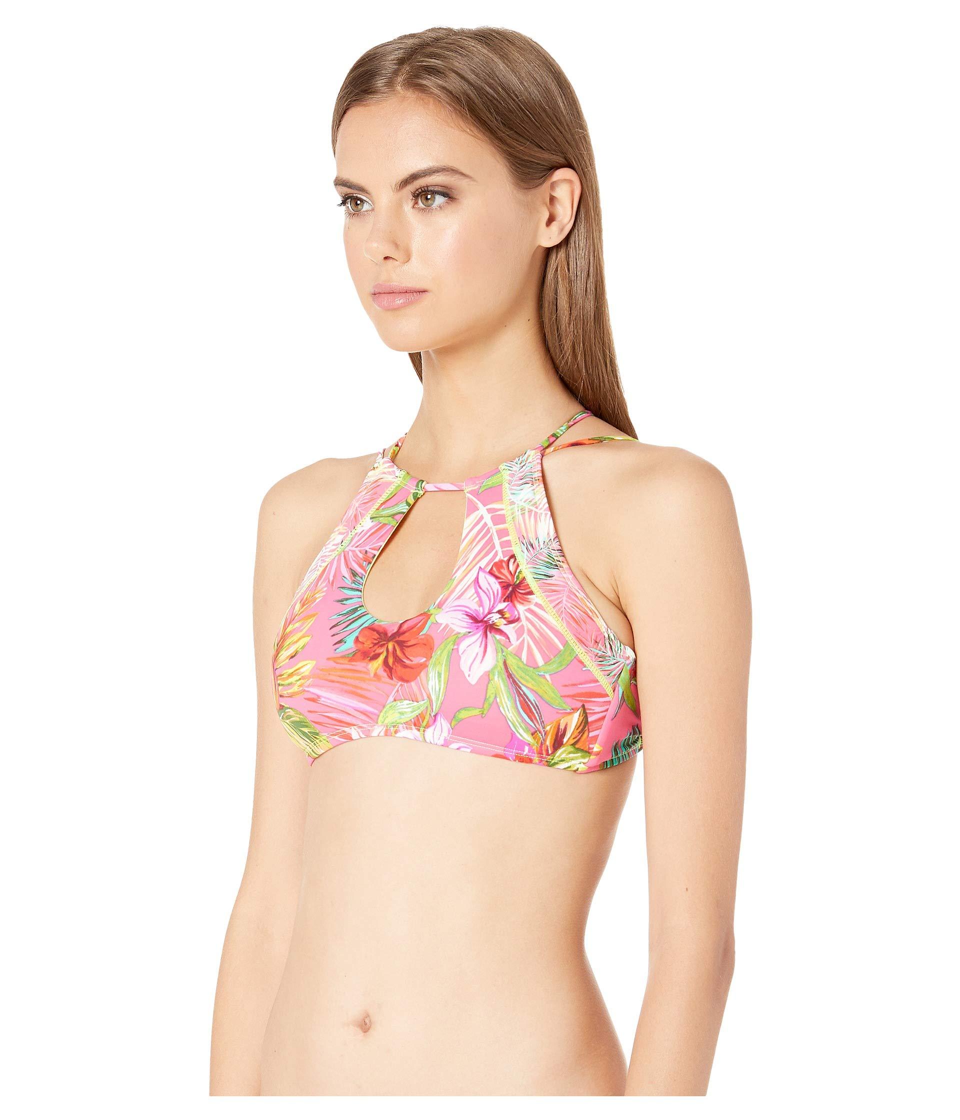 Hobie Big Girls Fleur to Love Two Piece Short Sleeve Crop Hipster Swimsuit