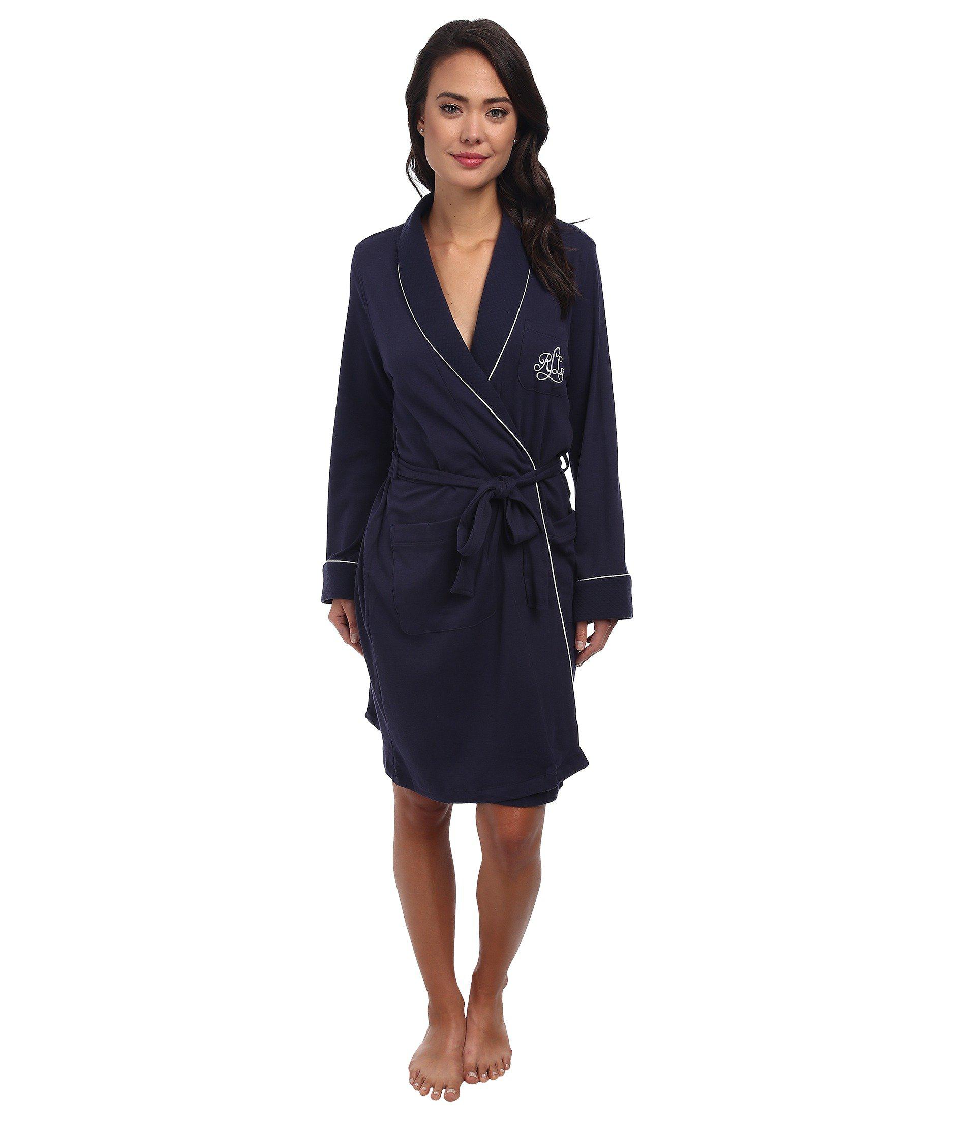 lauren ralph lauren quilted shawl collar short robe