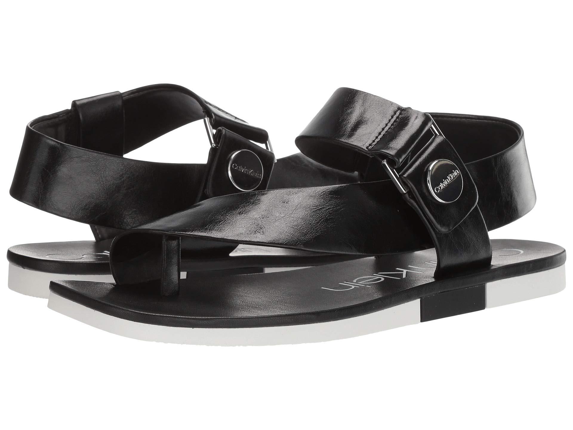 calvin klein rikki leather cross strap sandals
