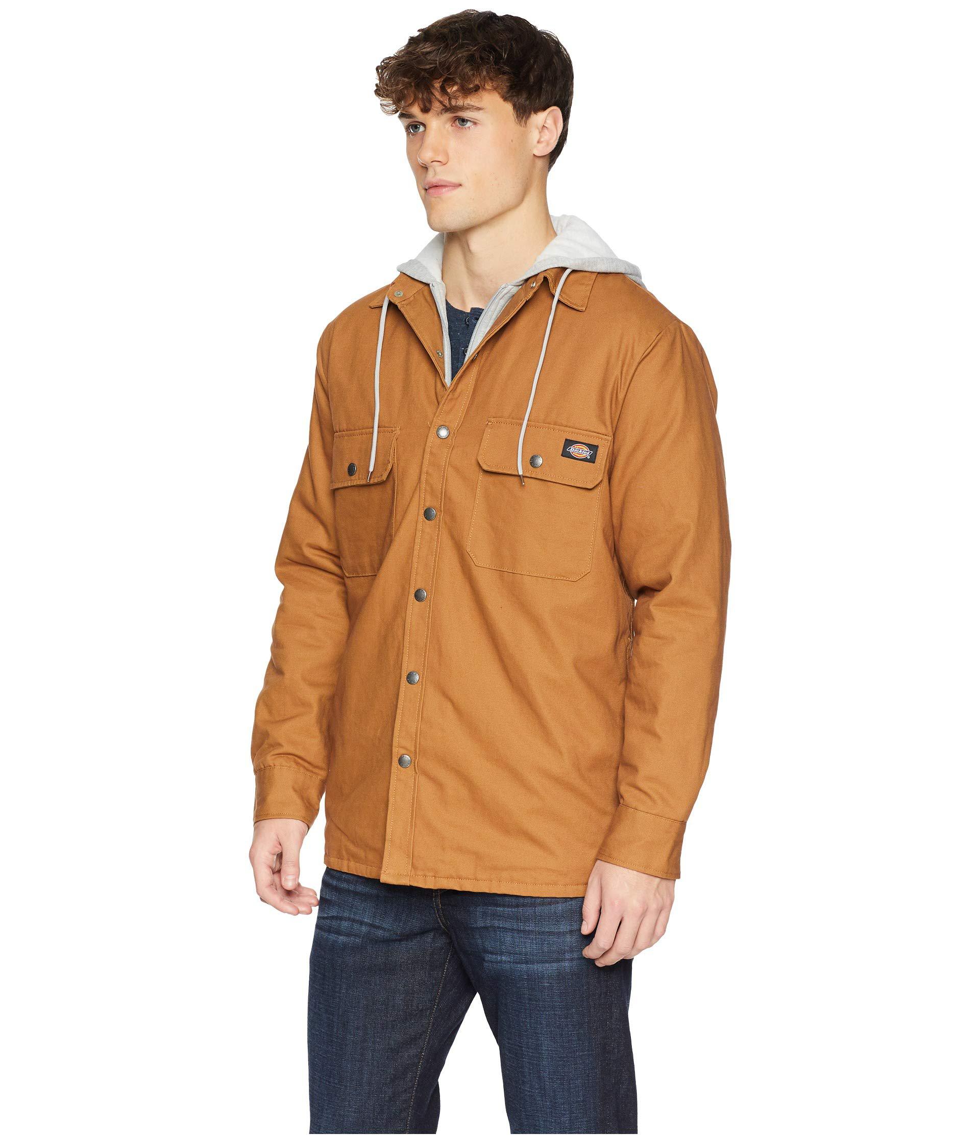 dickies relaxed fit icon hooded duck quilted shirt jacket