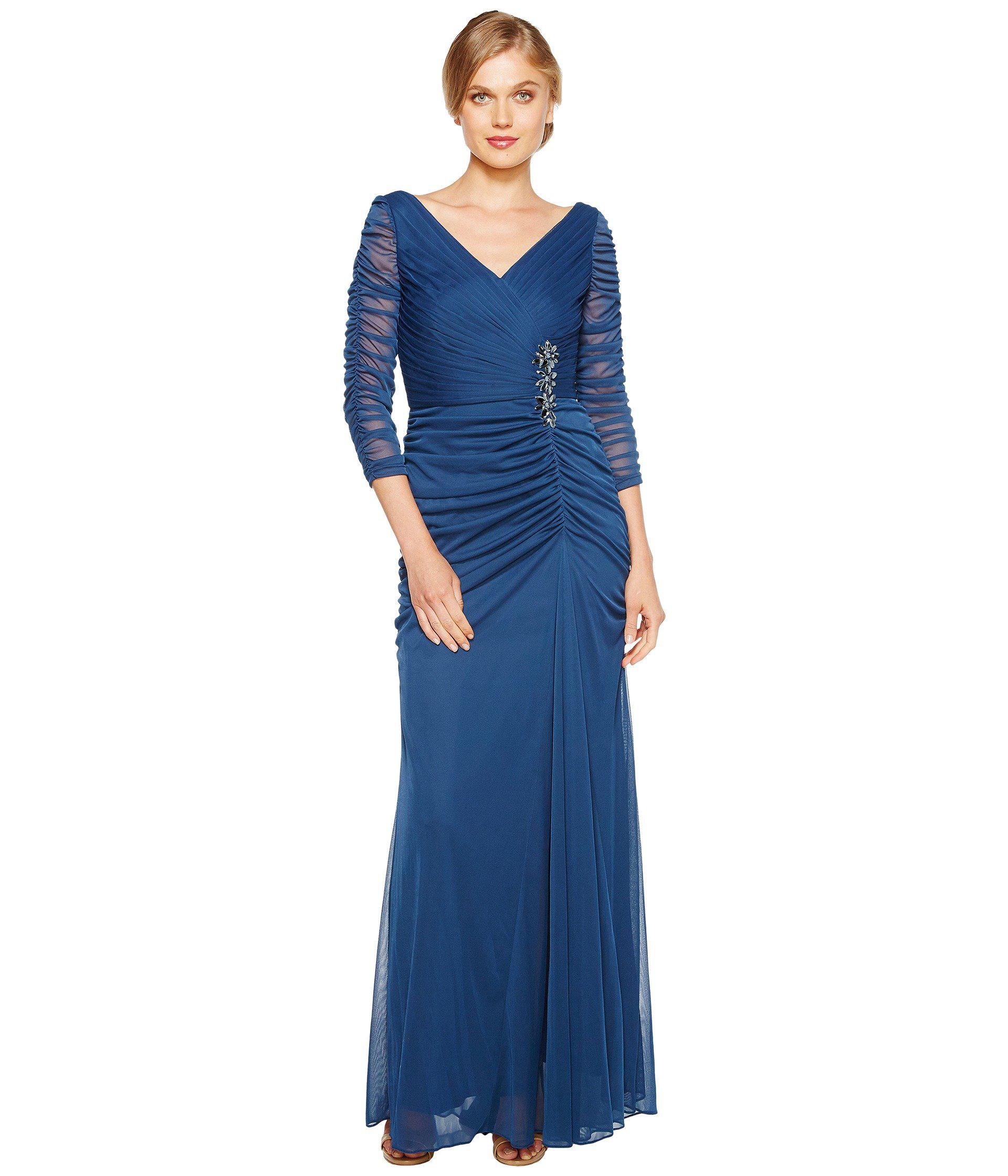Adrianna Papell Drape Covered Gown In Twilight Blue Lyst