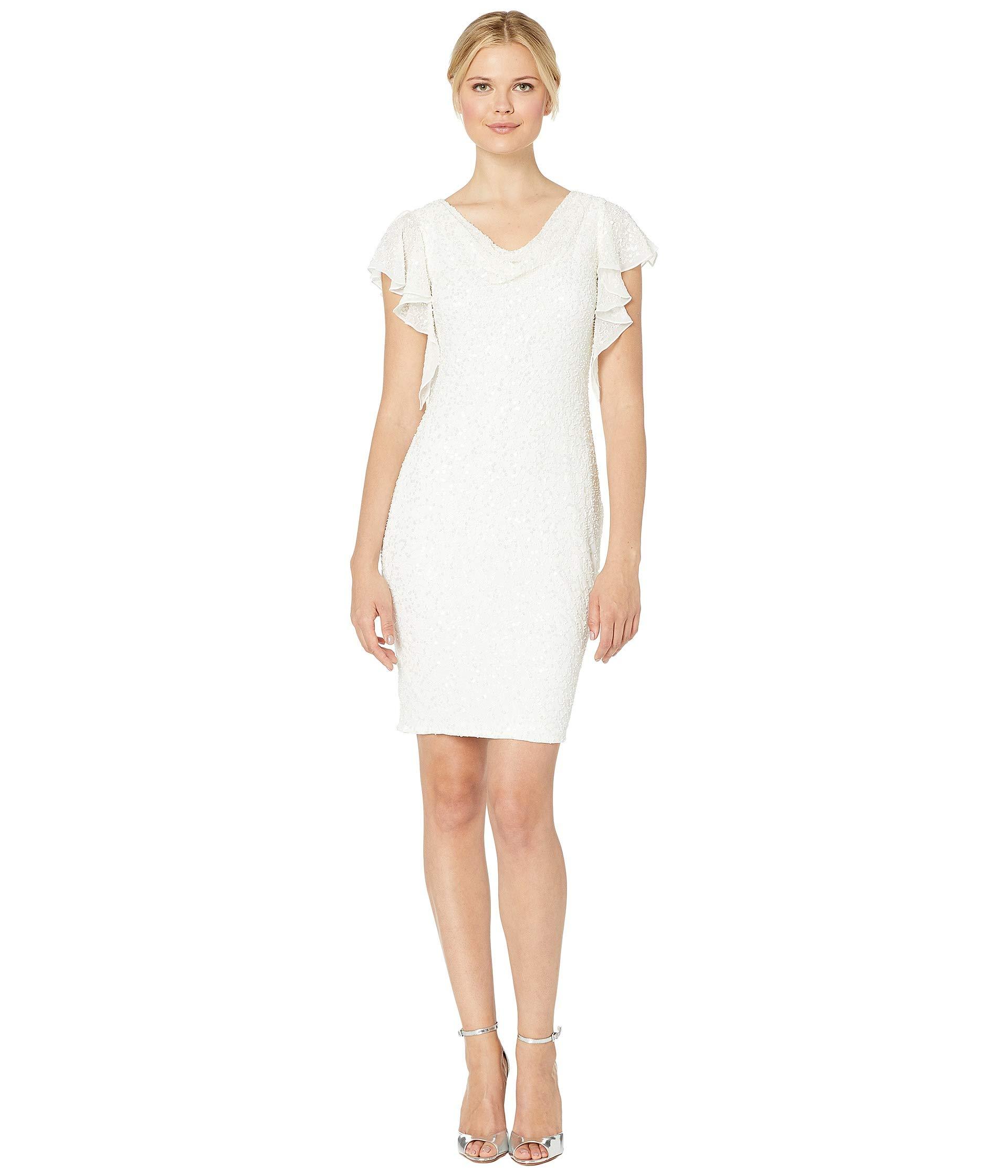 adrianna papell beaded flutter sleeve cocktail dress