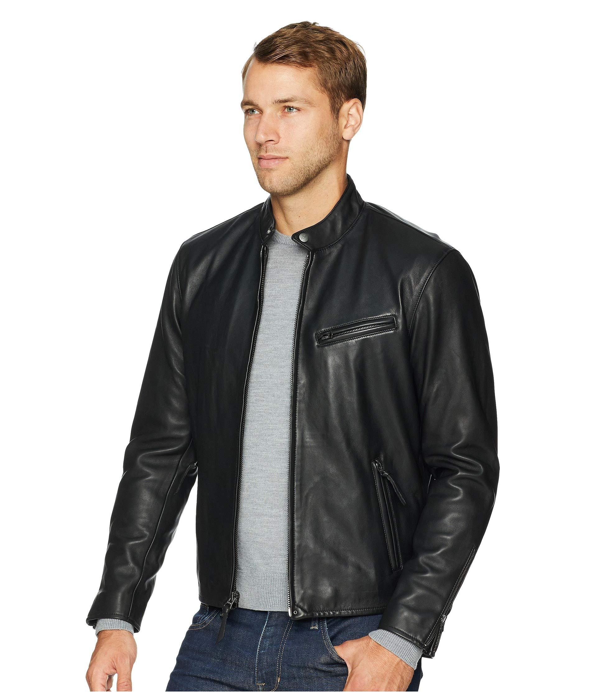 Polo Ralph Lauren Cafe Racer Leather Jacket in Black for Men | Lyst