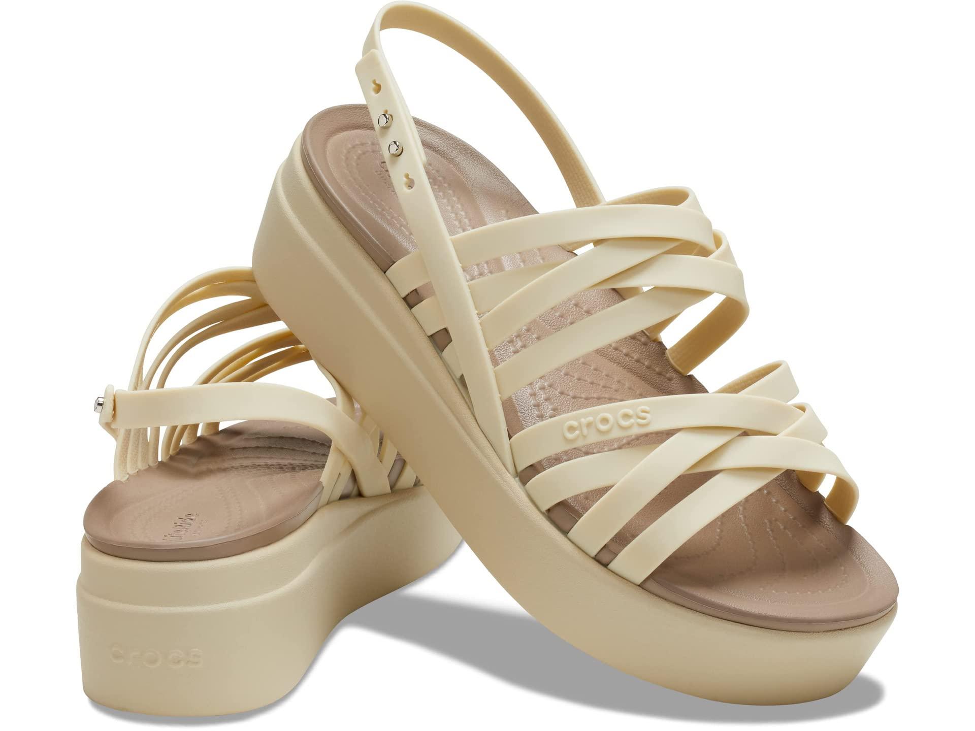 Crocs™ Brooklyn Strappy Low Wedge in Natural | Lyst