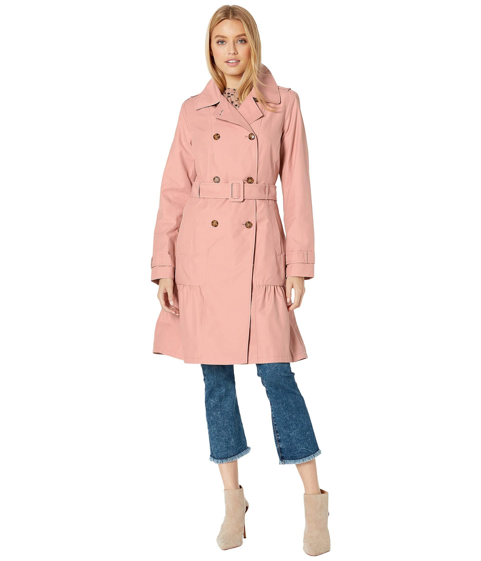 Kate Spade Cotton Blend Trench Coat With Waist Tie in Pink - Lyst