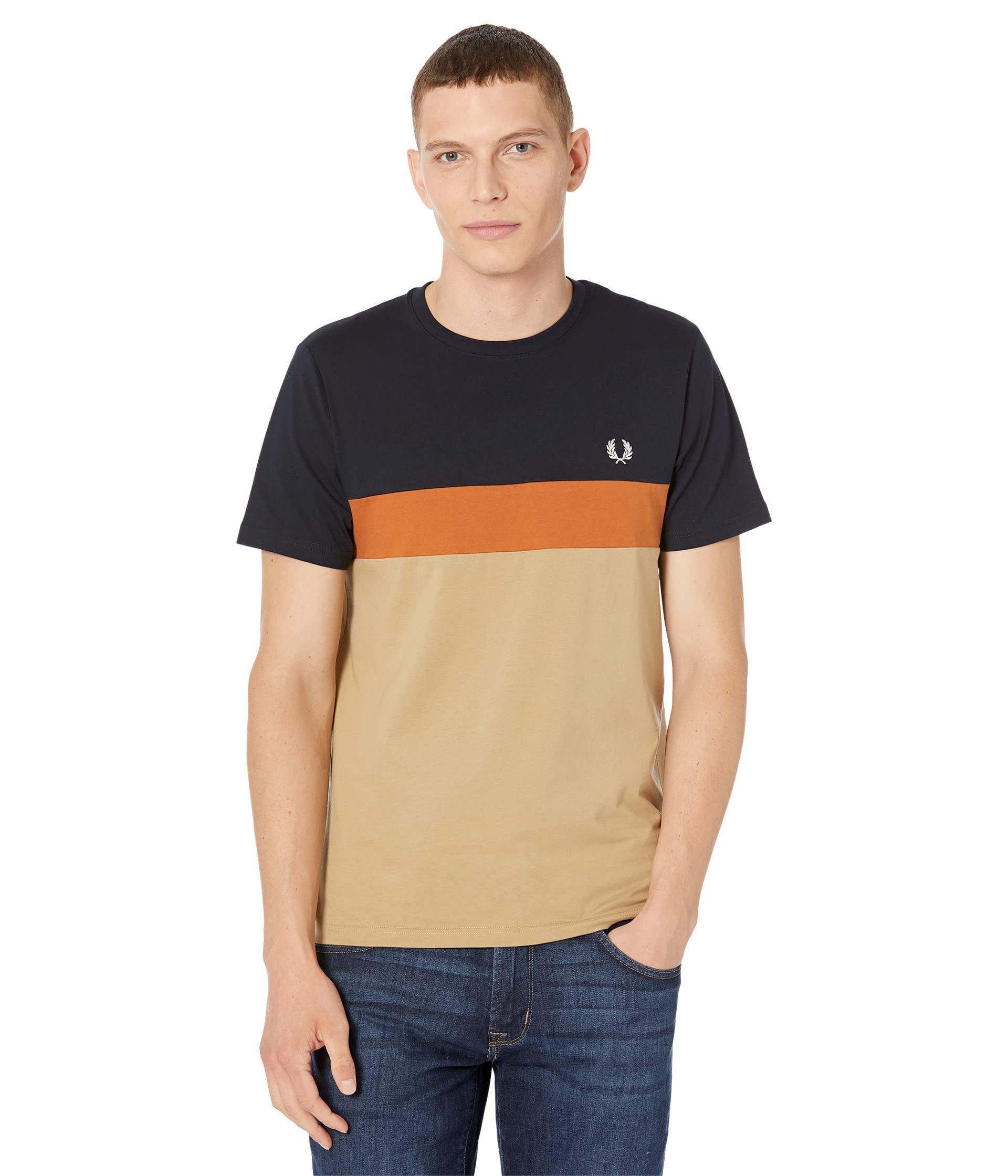 Fred Perry Color-block T-shirt in Natural for Men | Lyst