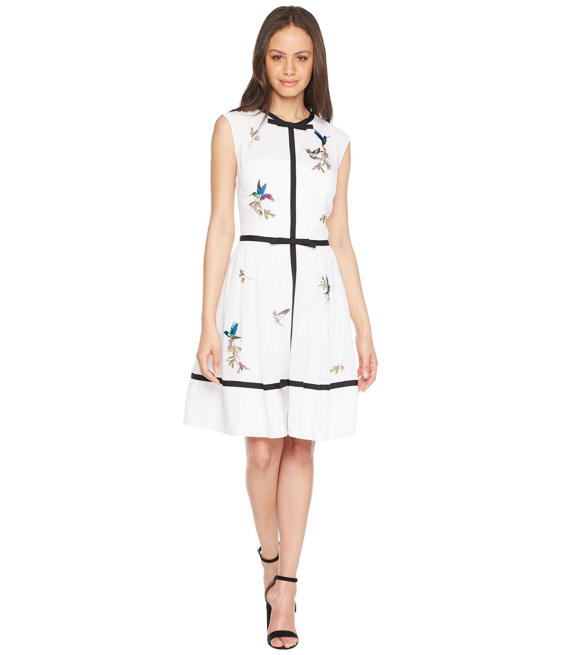 Ted Baker Synthetic Iina Bow Detail Embroidered Dress in White - Lyst