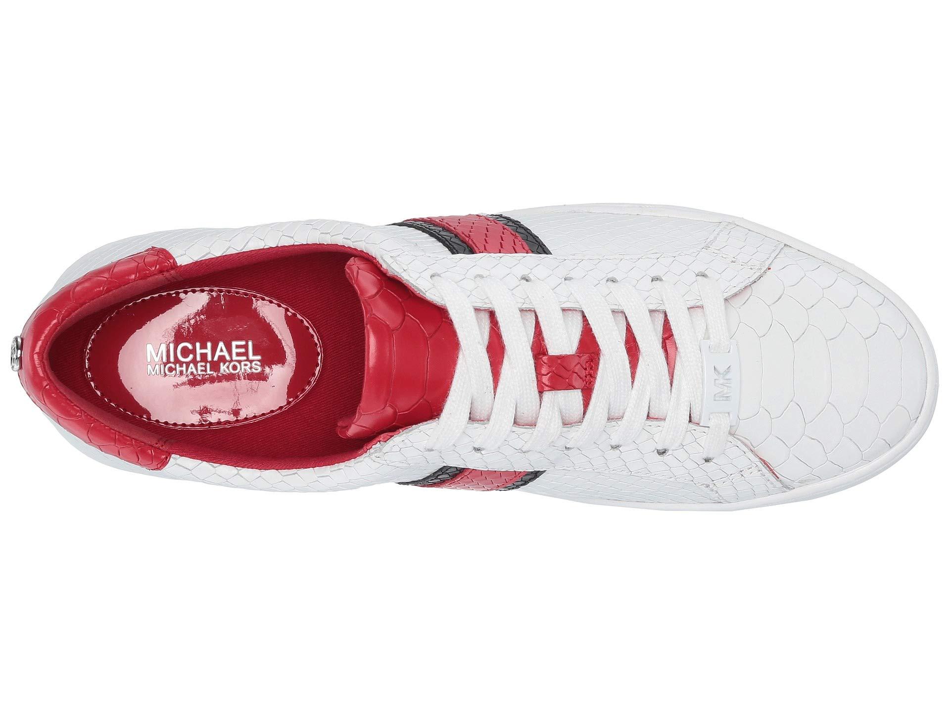 michael michael kors irving python embossed stripe leather sneaker