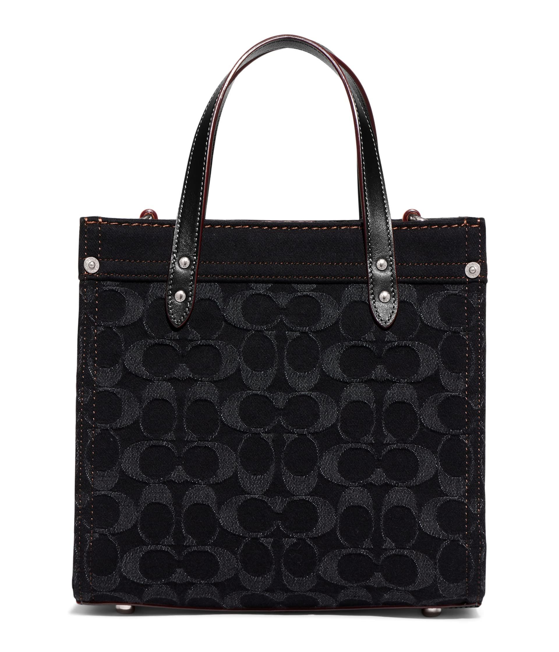 COACH Washed Denim Signature Field Tote 22 in Black Lyst
