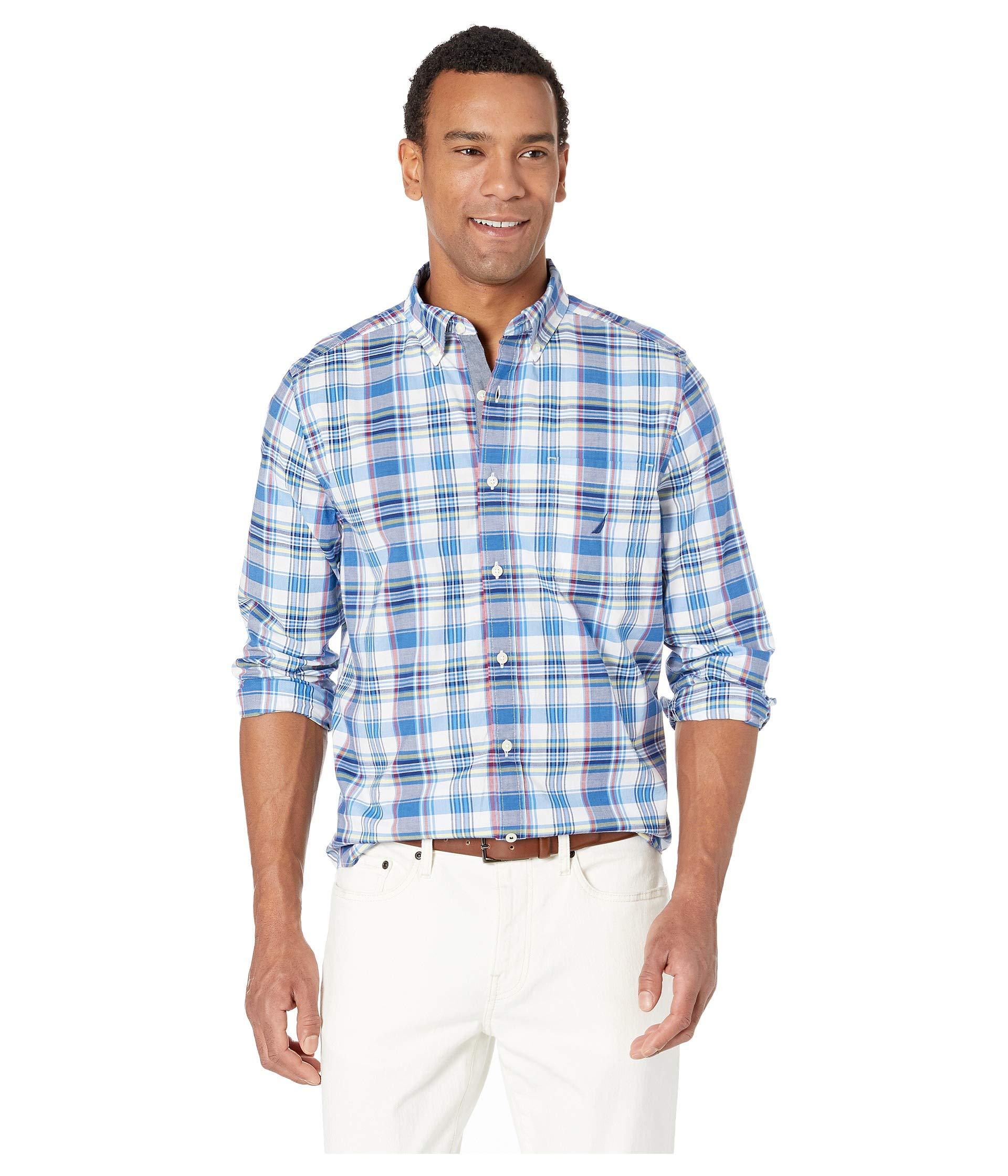 Download Nautica Cotton Casual Plaid Long Sleeve Shirt in Blue for ...