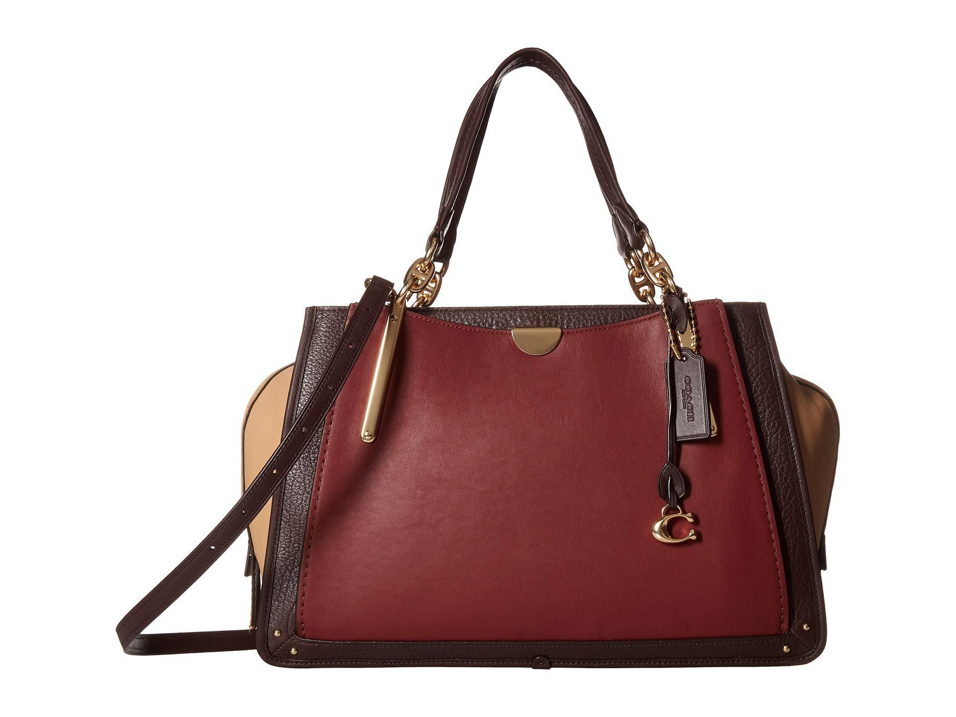 COACH Dreamer 36 In Color Block Mixed Leather (li/wine Multi) Handbags