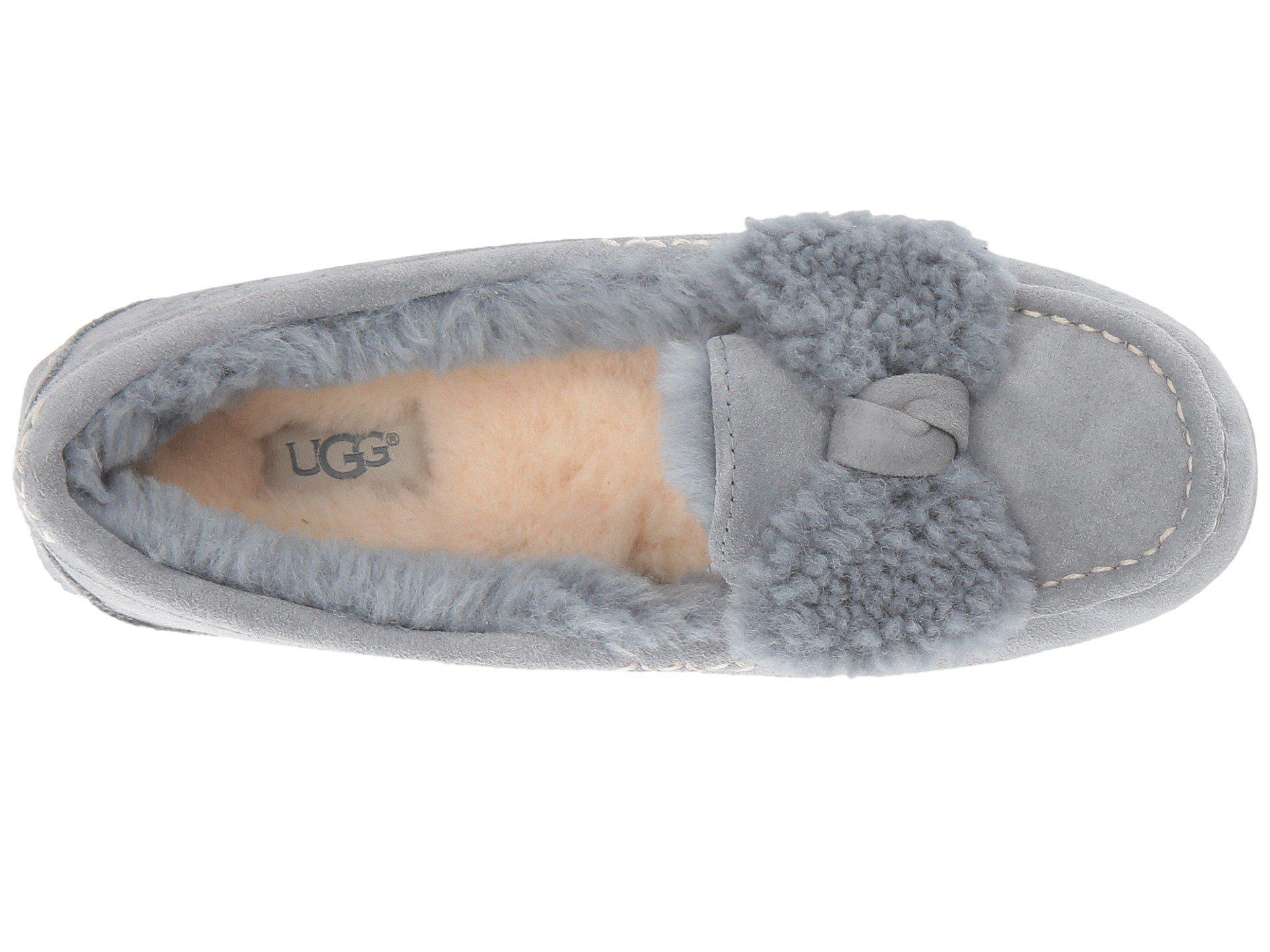 UGG Ansley Fur Bow (geyser) Women's Slip On Shoes in Gray - Lyst