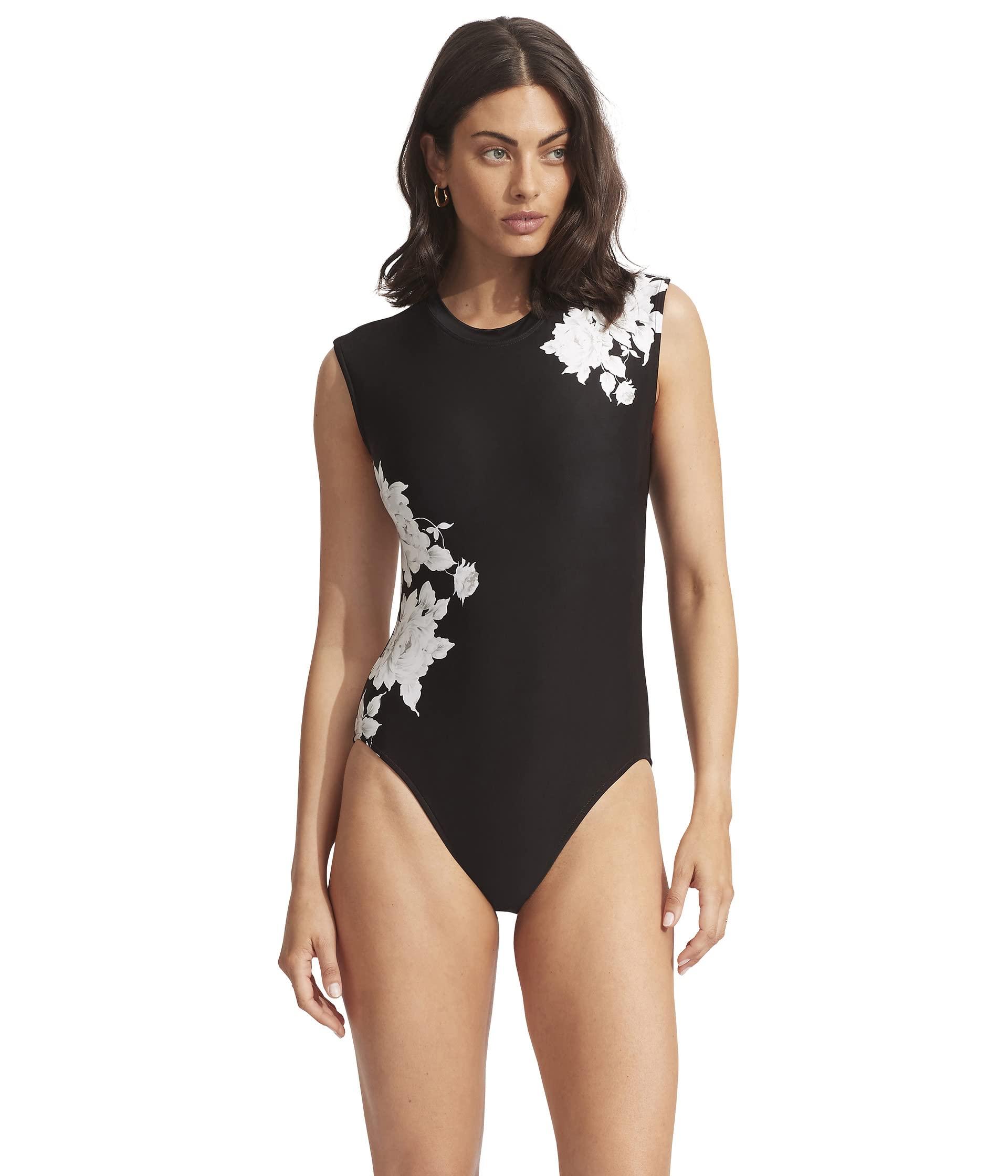 Seafolly Summer Of Love Cap Sleeve One-piece in Black | Lyst
