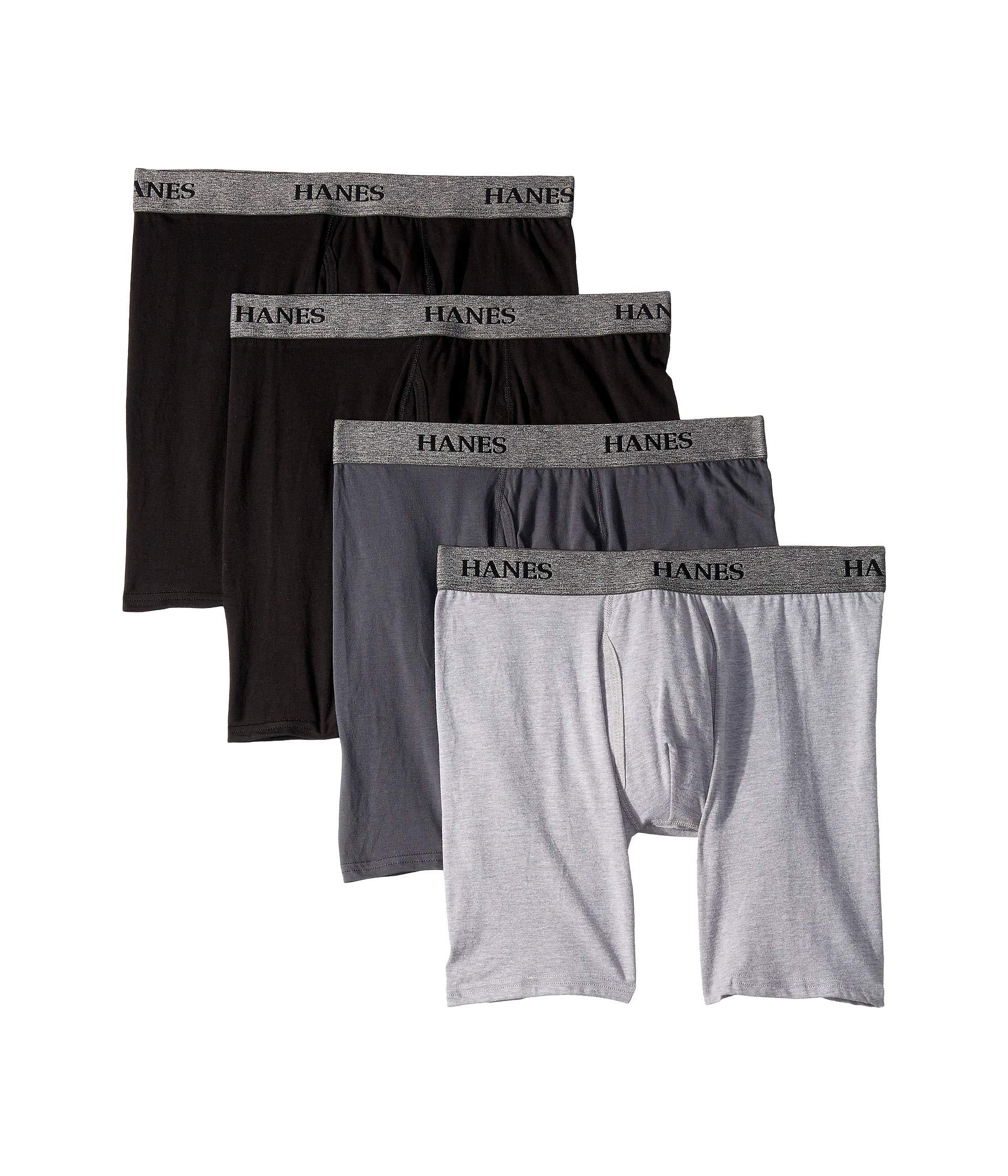 Hanes Cotton 4pack Stretch Boxer Briefs in Black/Grey (Black) for Men Lyst