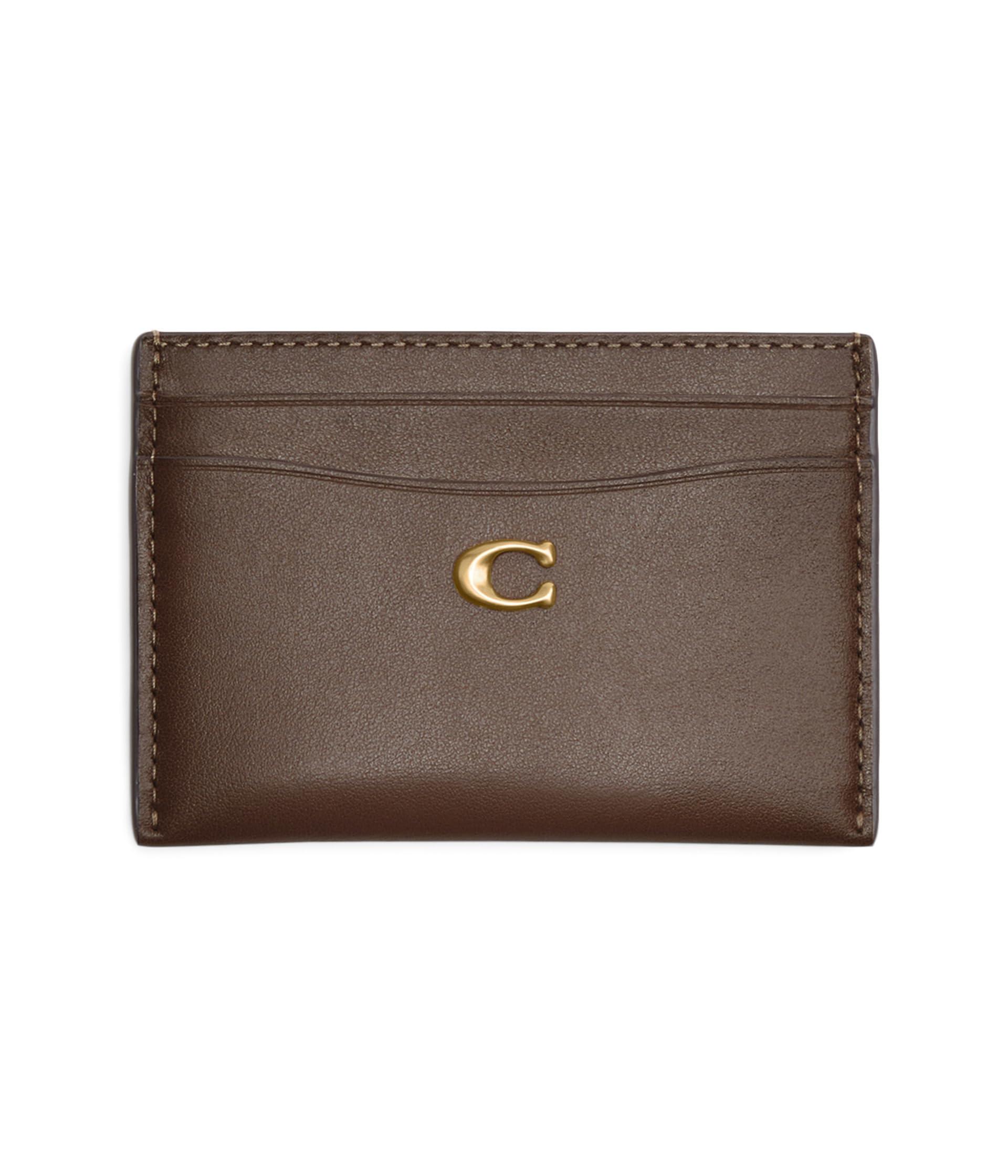 COACH Refined Calf Leather Essential Card Case in Brown Lyst