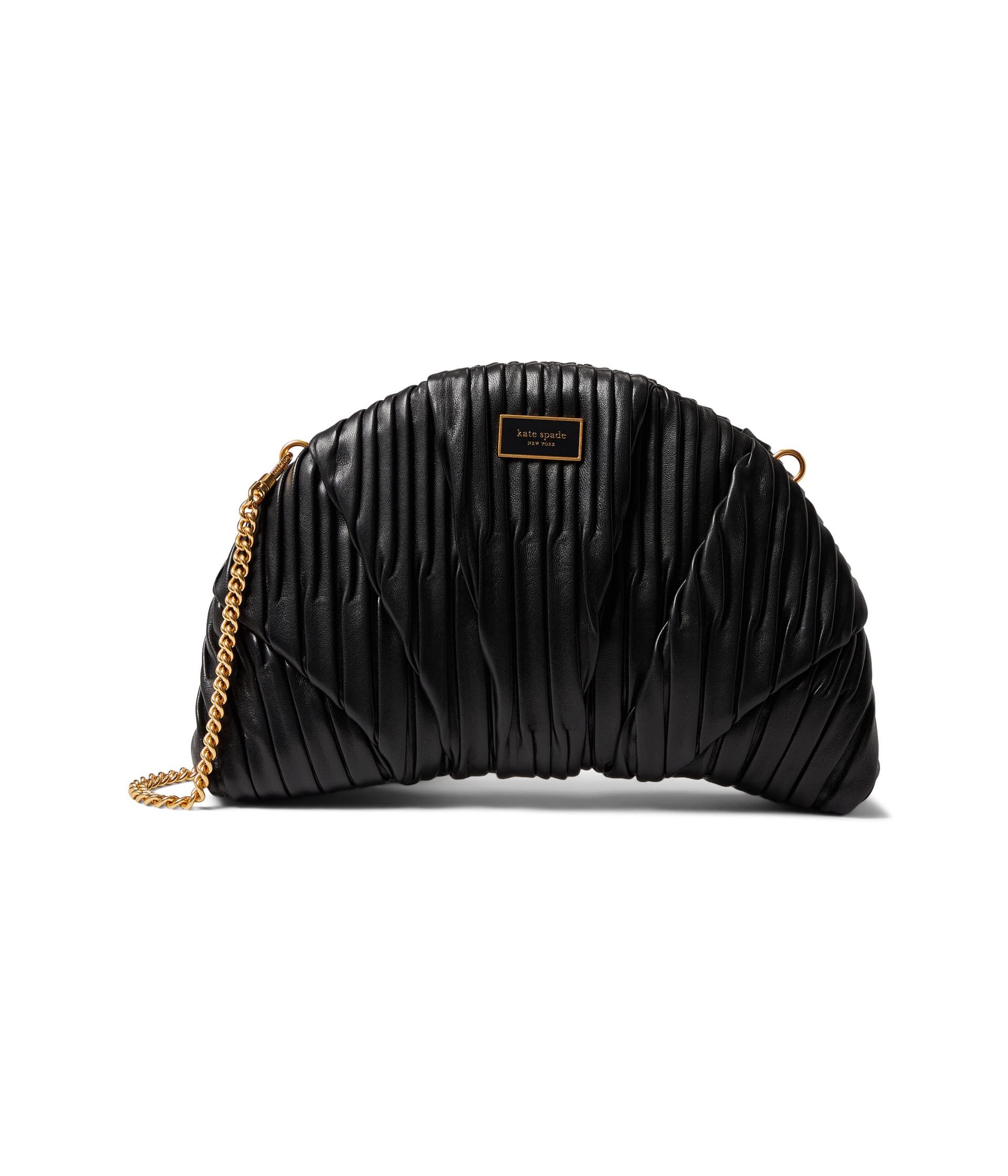 Kate Spade Patisserie Pleated Smooth Leather 3-d Croissant Clutch in Black  | Lyst